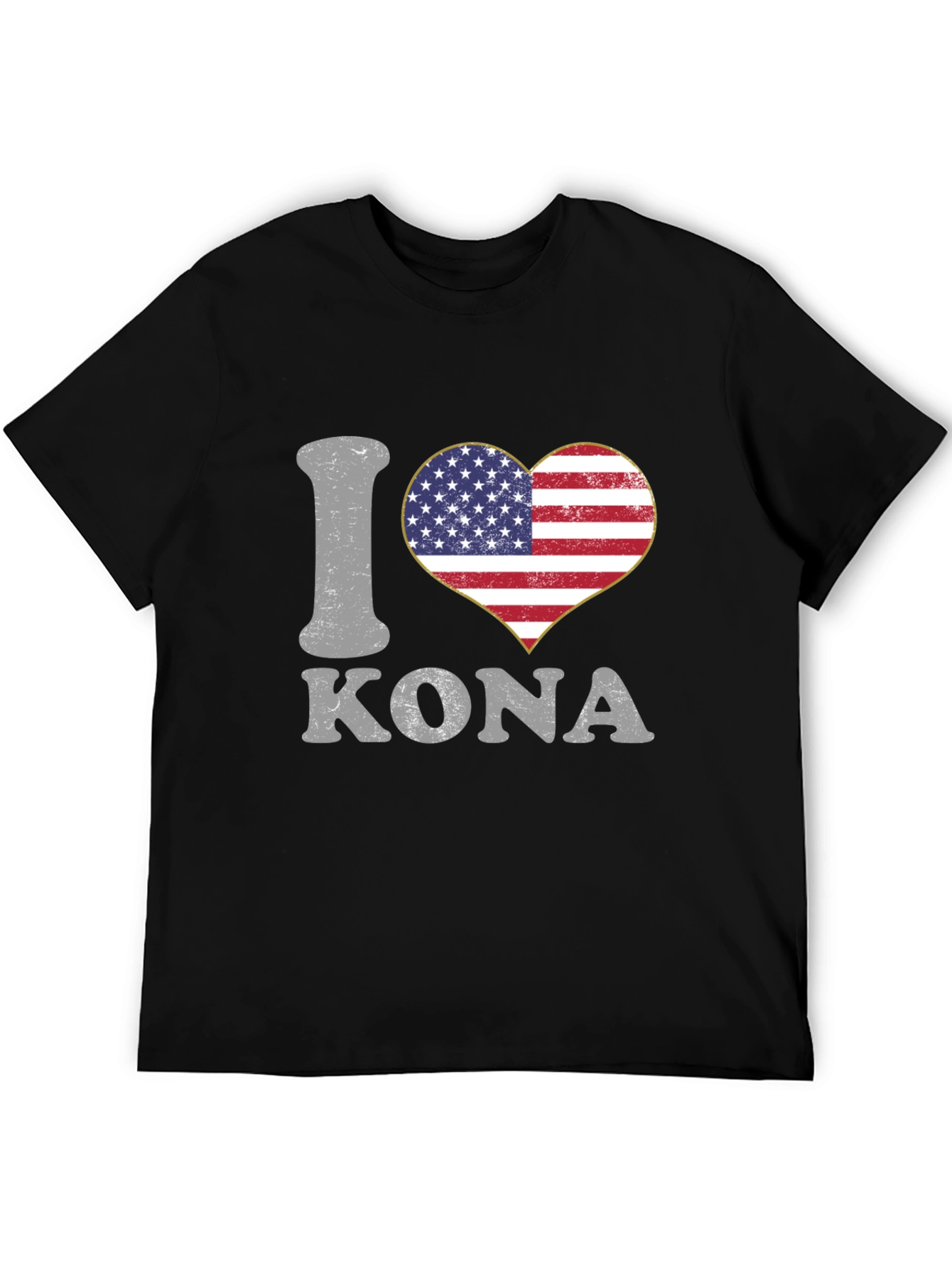 I Love Kona USA Flag Heart T-Shirt