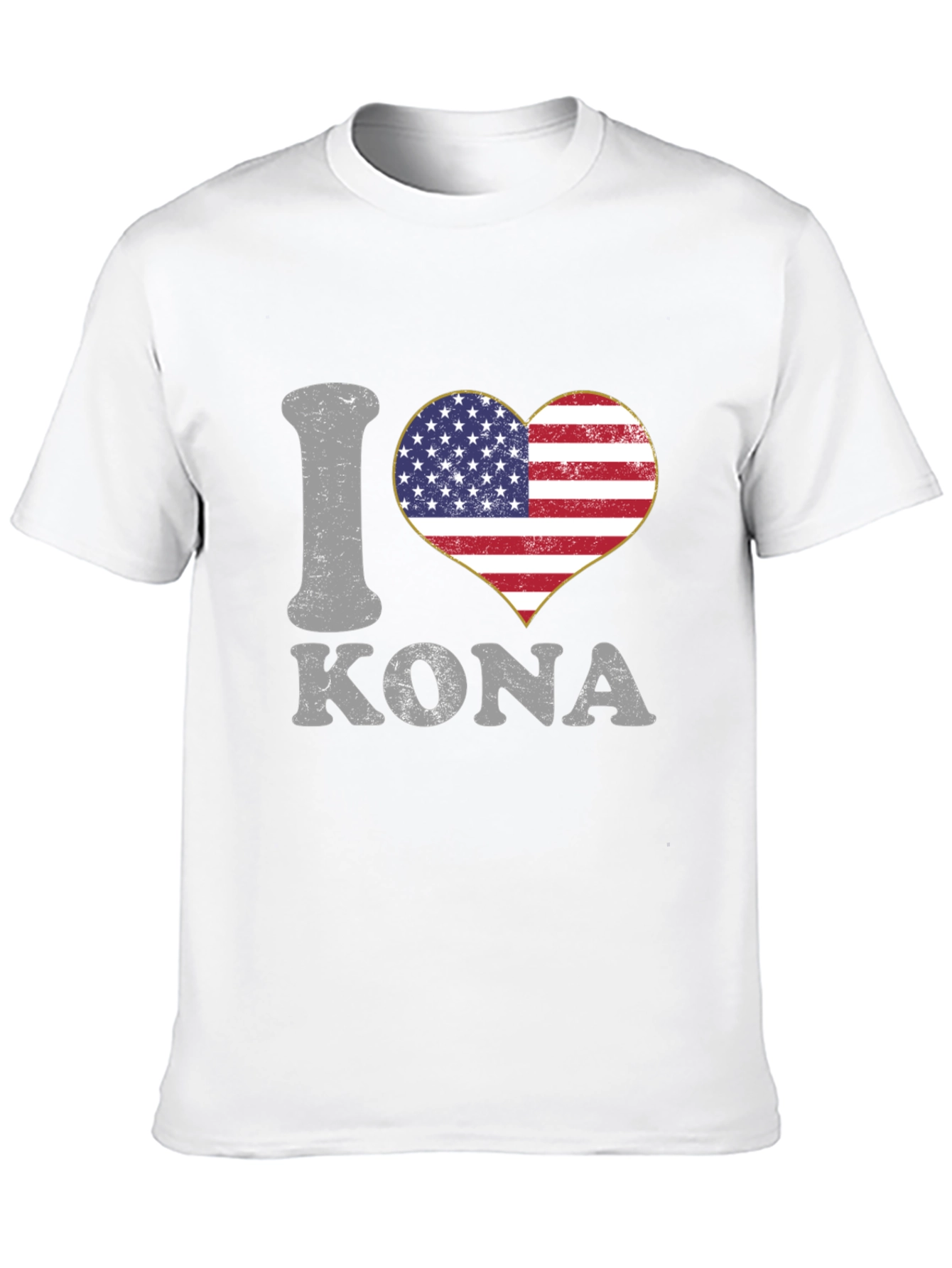 I Love Kona USA Flag Heart T-Shirt