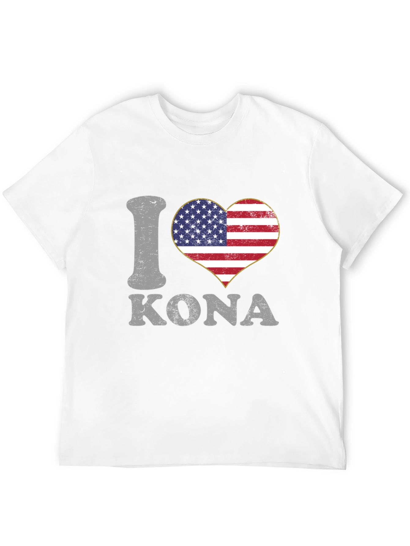 I Love Kona USA Flag Heart T-Shirt