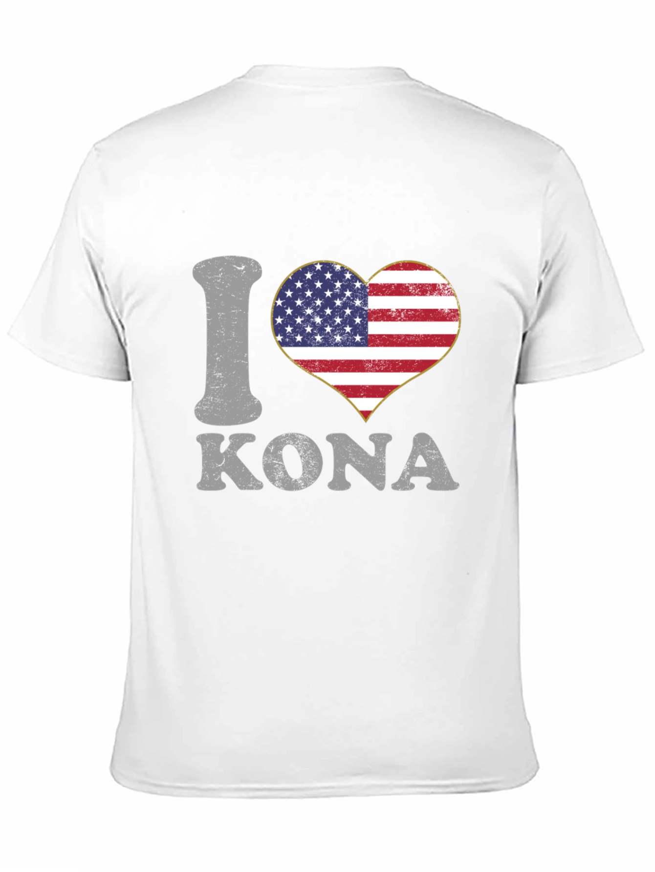 I Love Kona USA Flag Heart T-Shirt