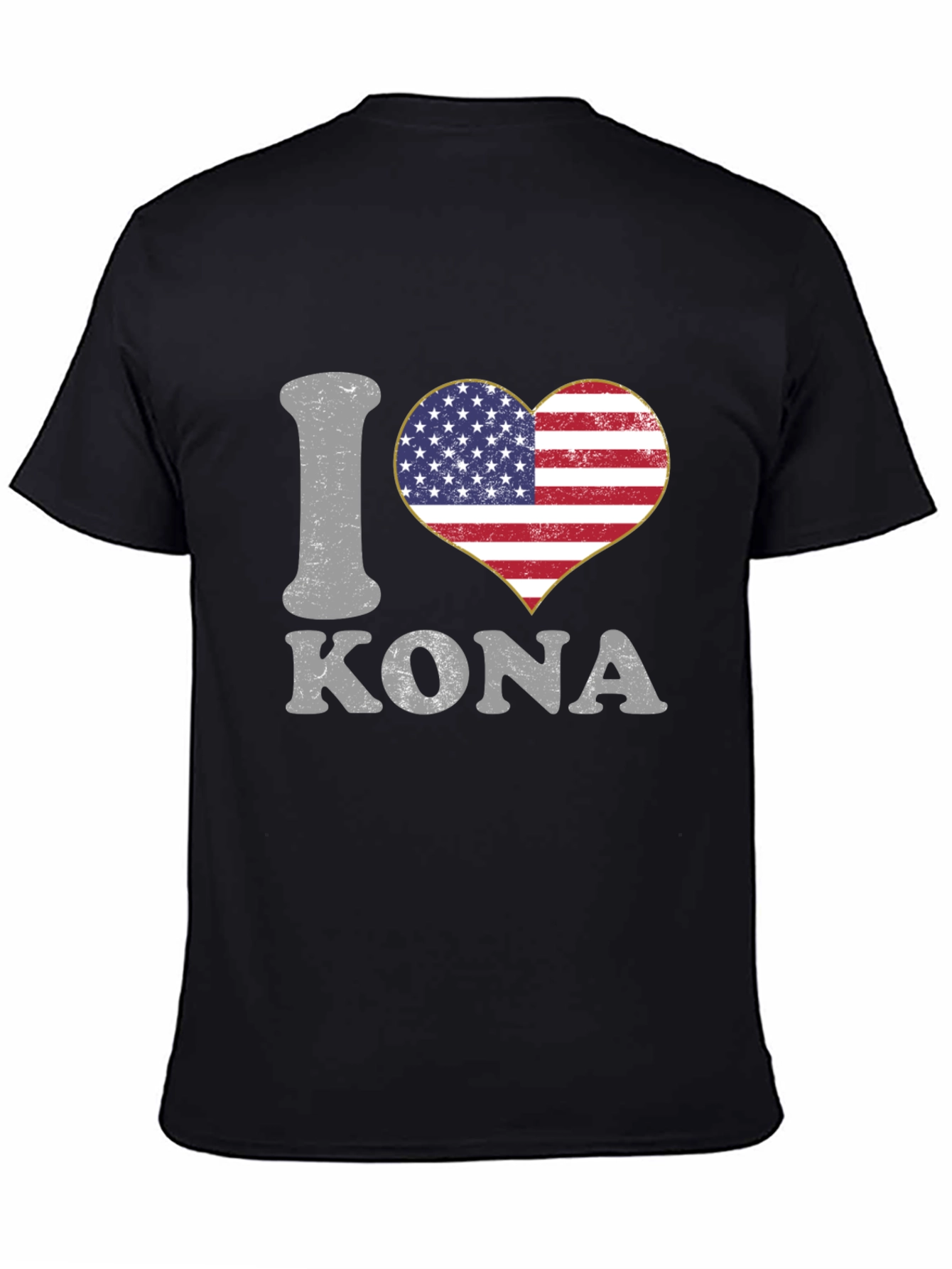 I Love Kona USA Flag Heart T-Shirt
