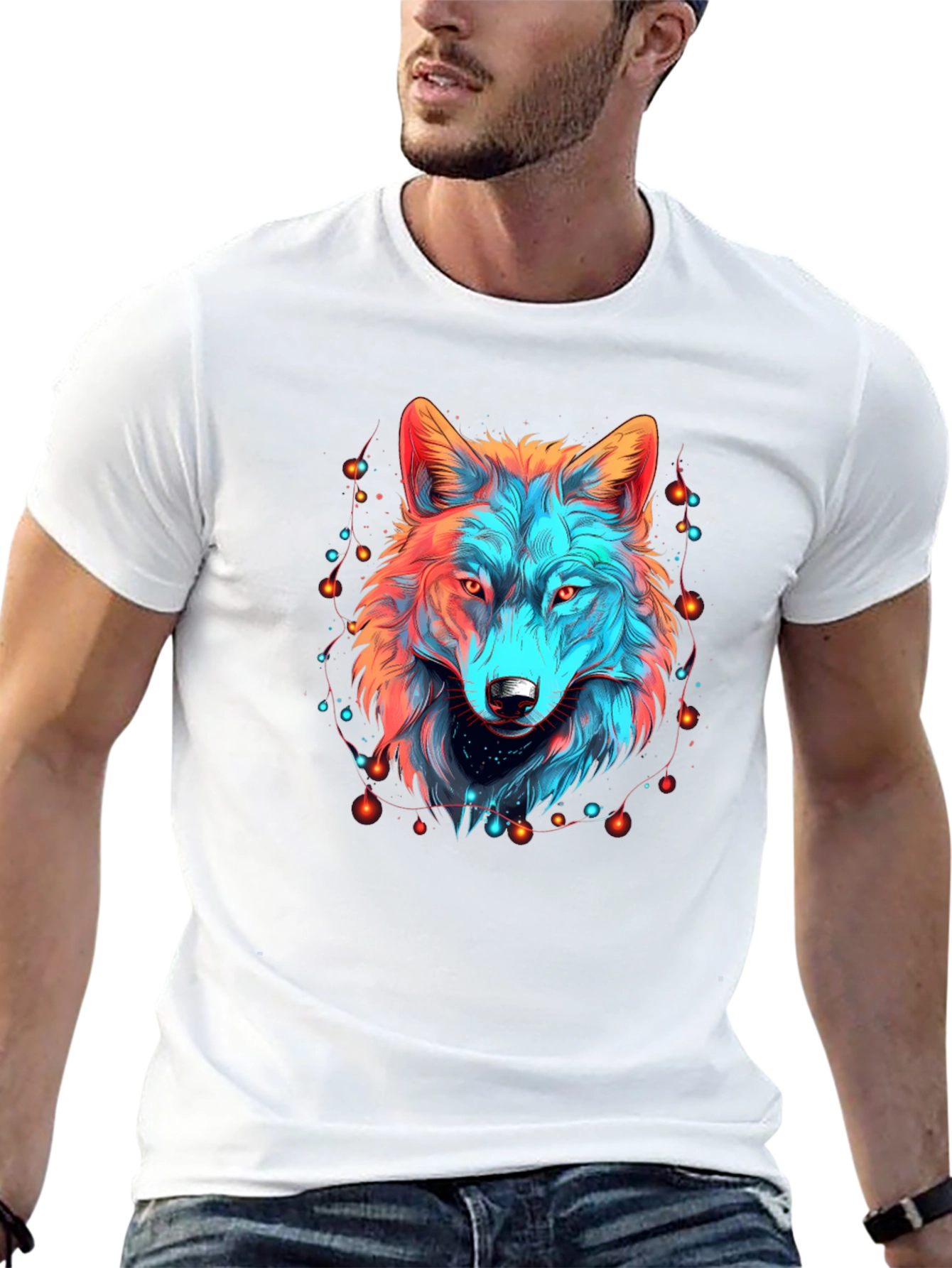 Neon Wolf Graphic Tee - Unique Animal Design