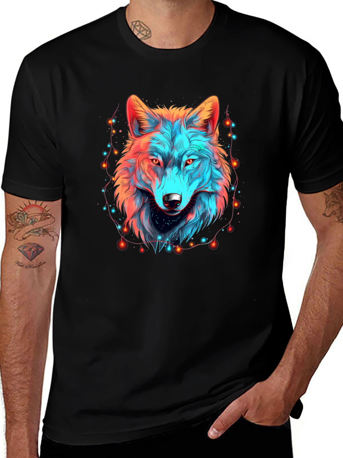 Neon Wolf Graphic Tee - Unique Animal Design