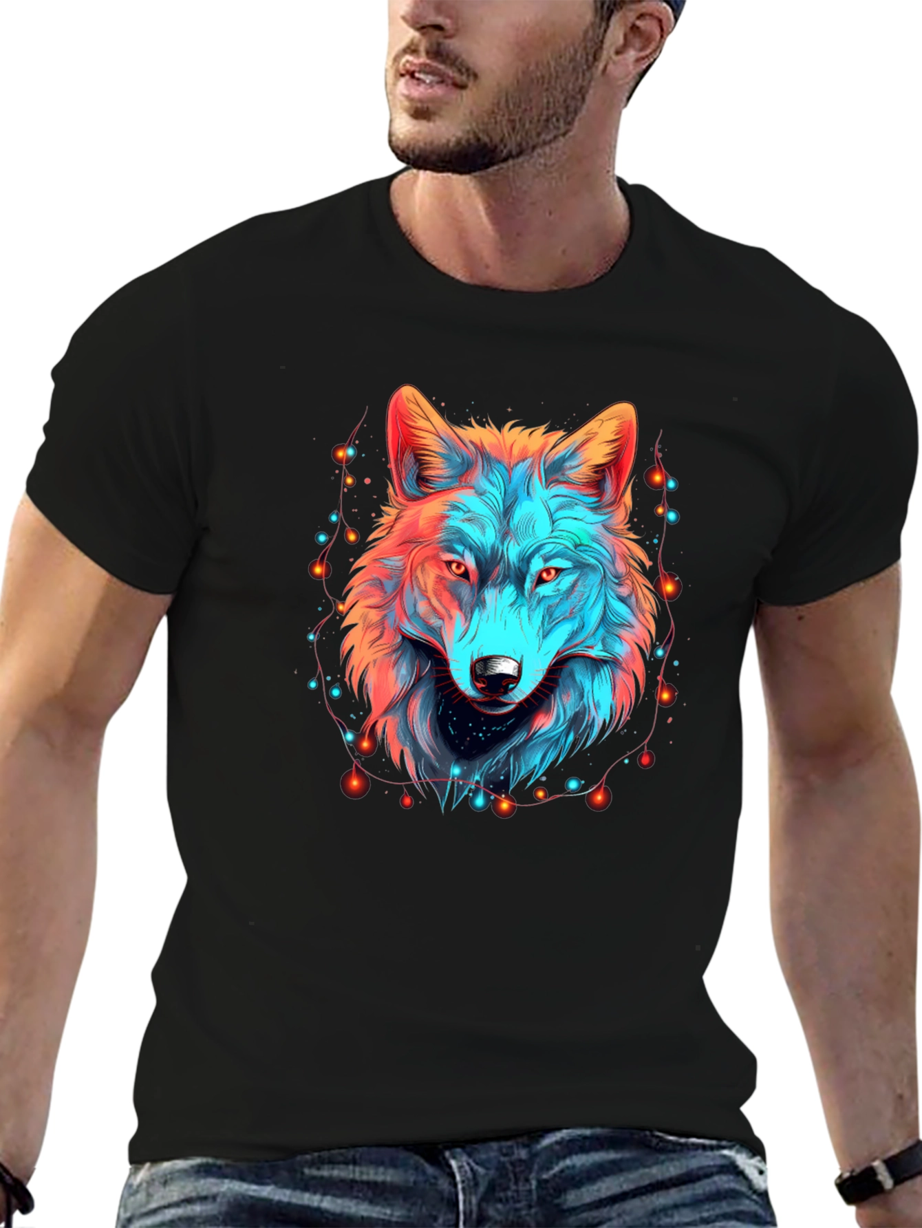 Neon Wolf Graphic Tee - Unique Animal Design