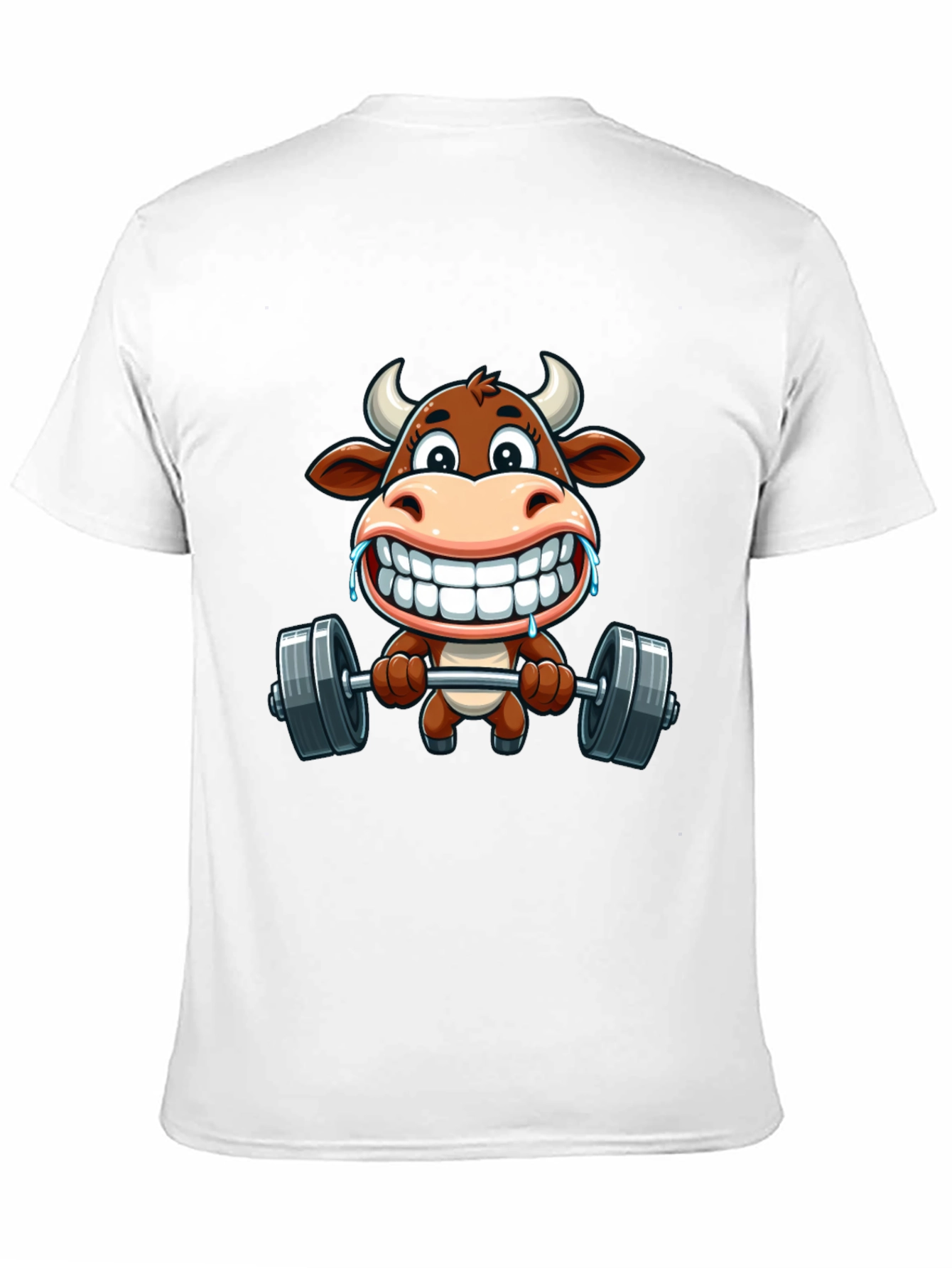 Funny Cow Lifting Weights Graphic T-Shirt
