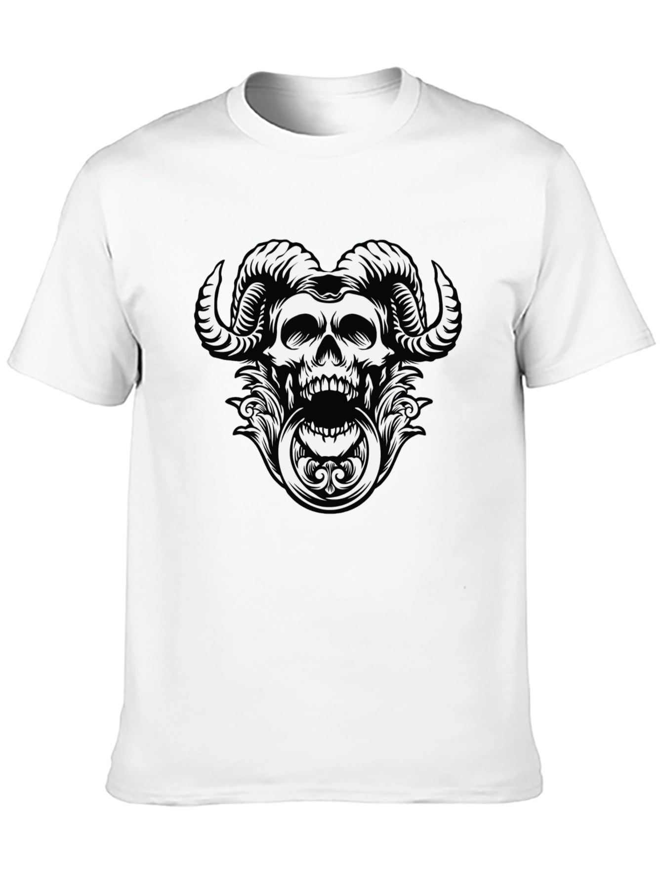 Skull Horns Graphic Tee - Mens Black T-Shirt