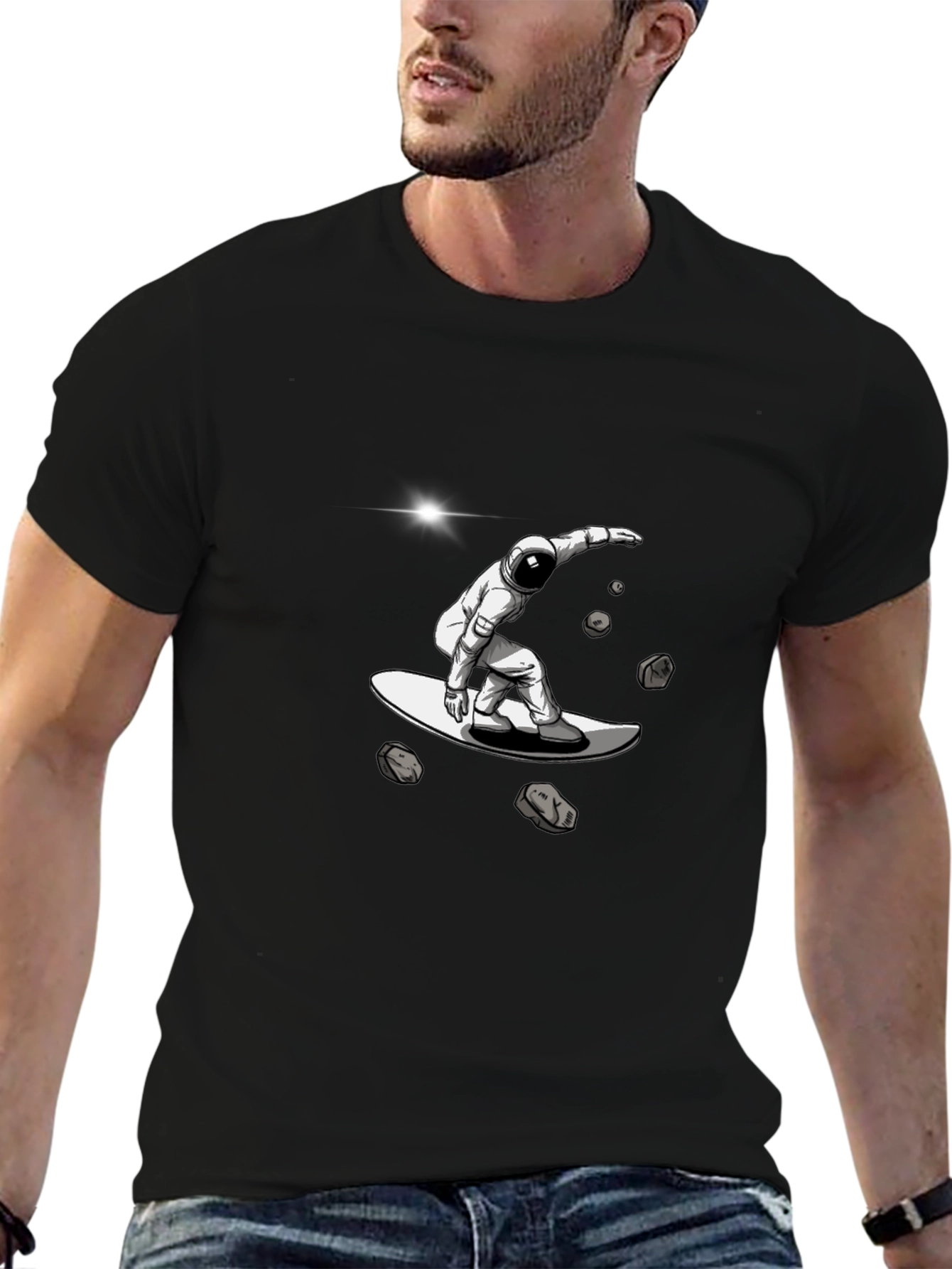Astronaut Surfing T-Shirt - Galaxy Rider Tee