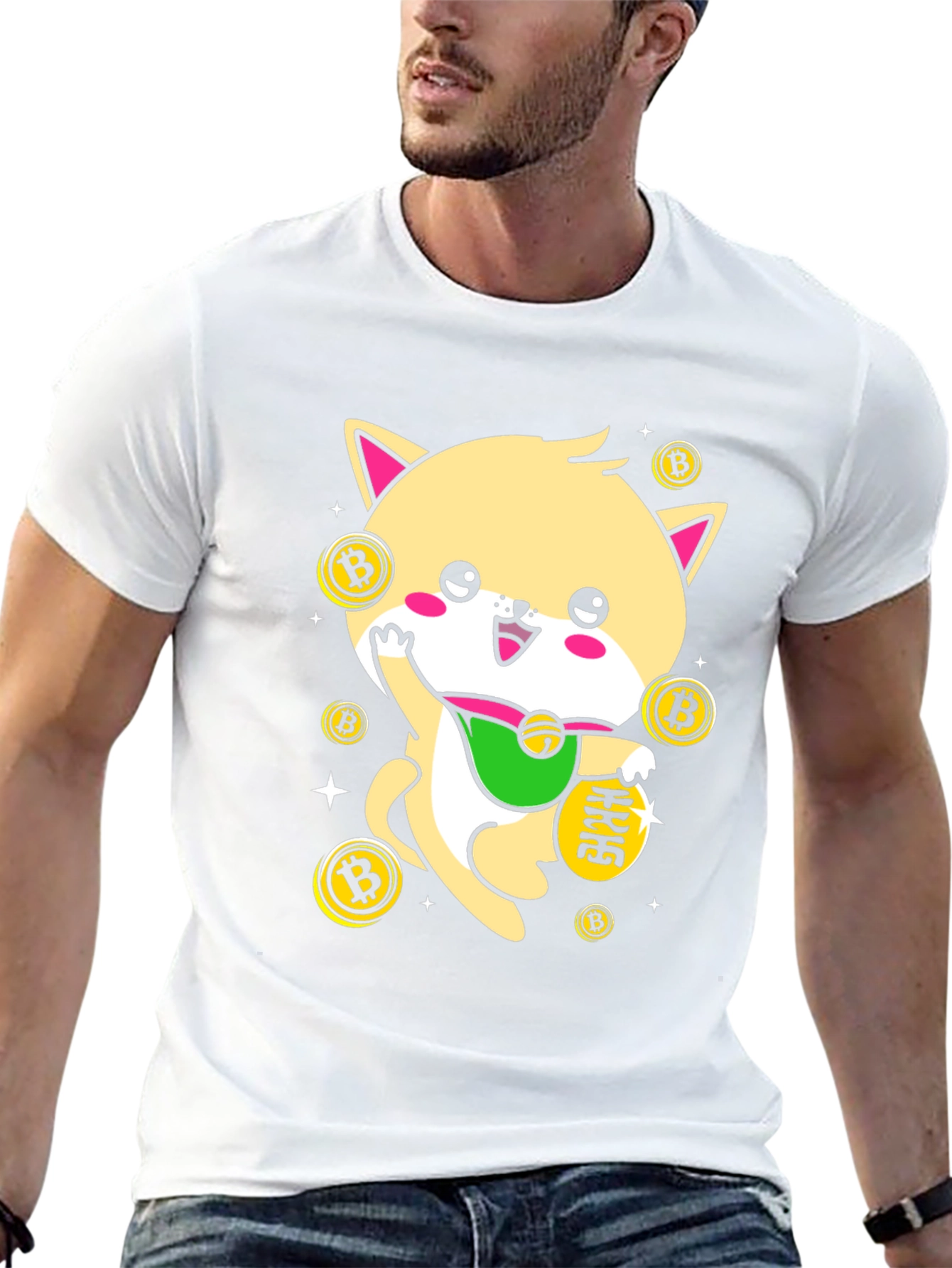 Lucky Crypto Cat T-Shirt - Bitcoin Lovers Tee