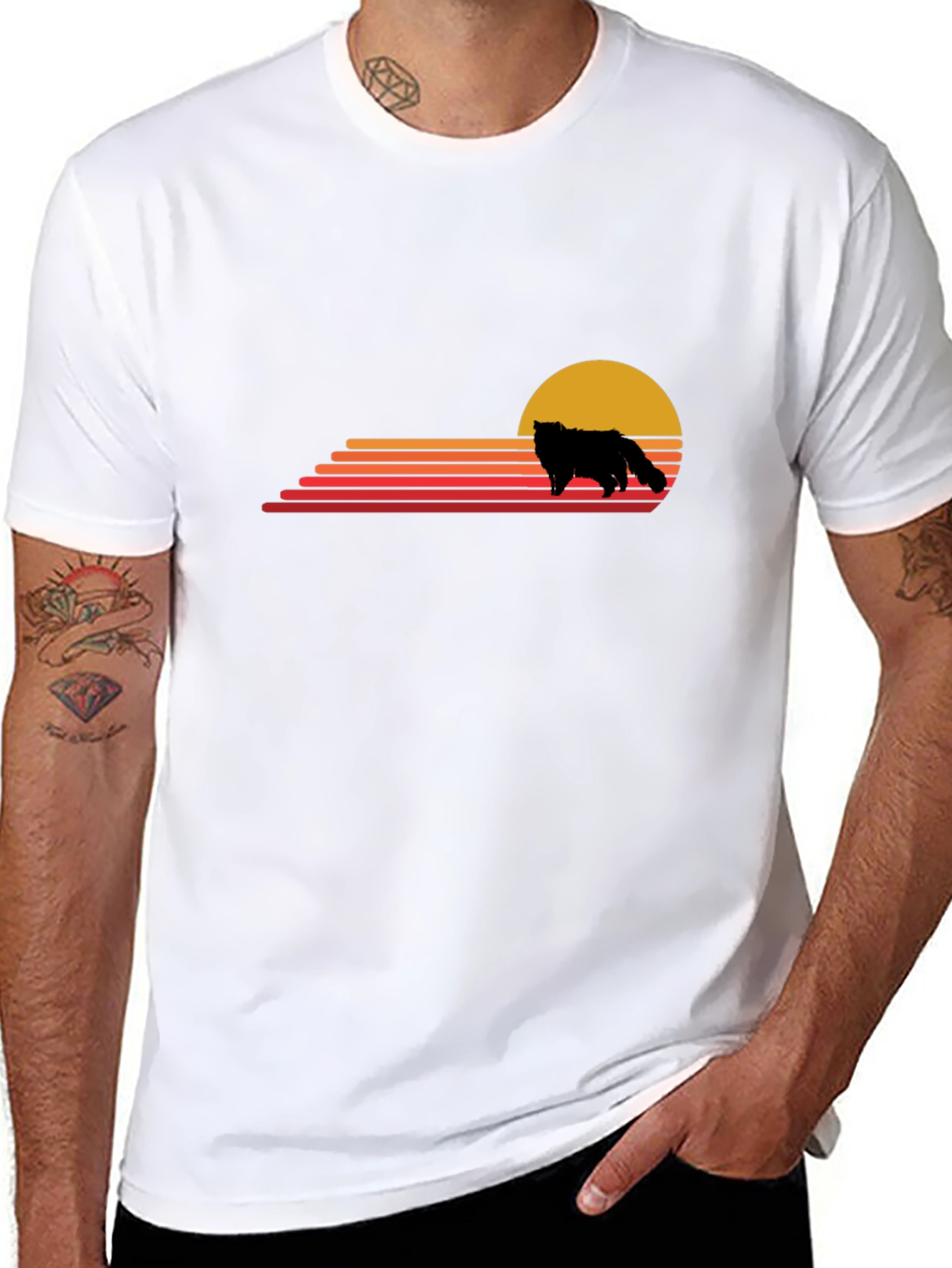 Retro Sunset Wolf Graphic Tee