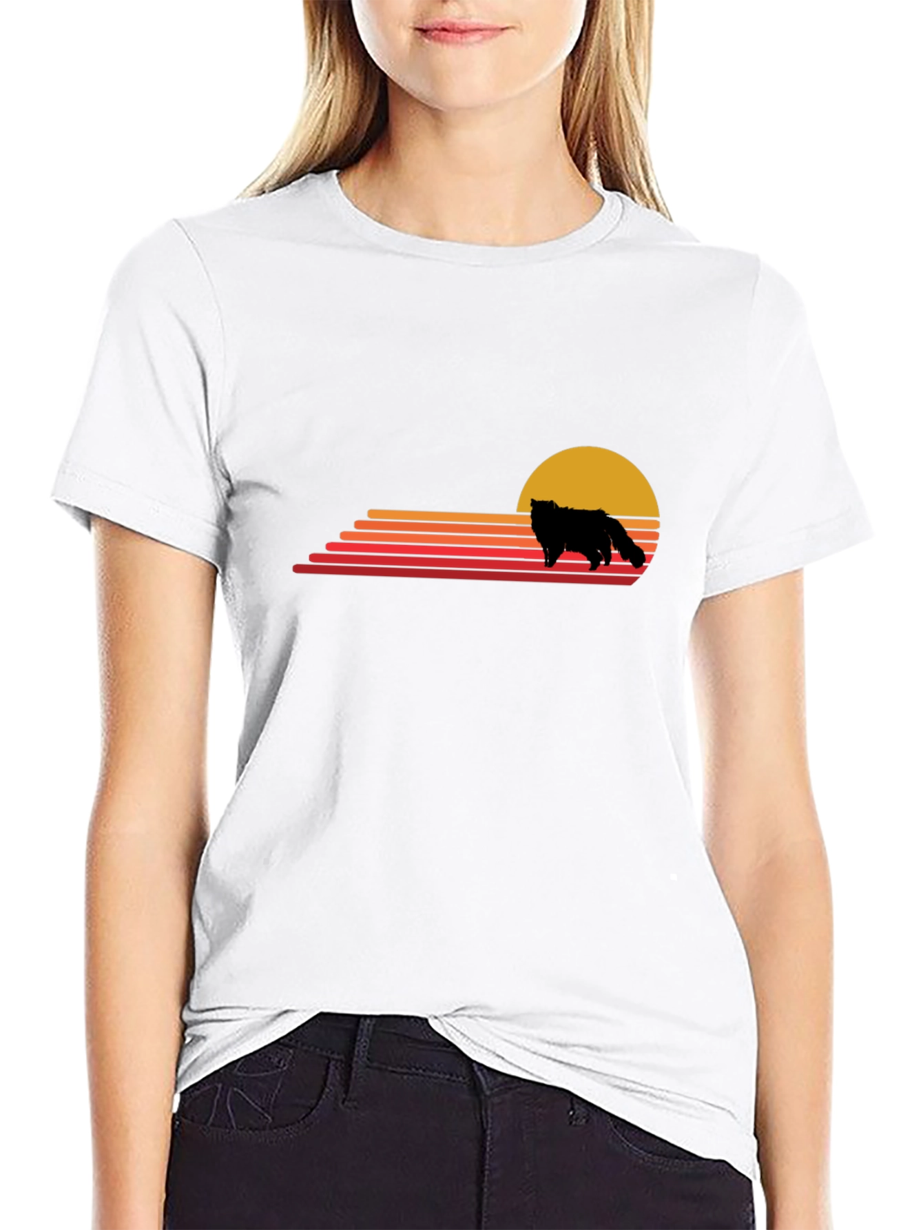 Retro Sunset Wolf Graphic Tee