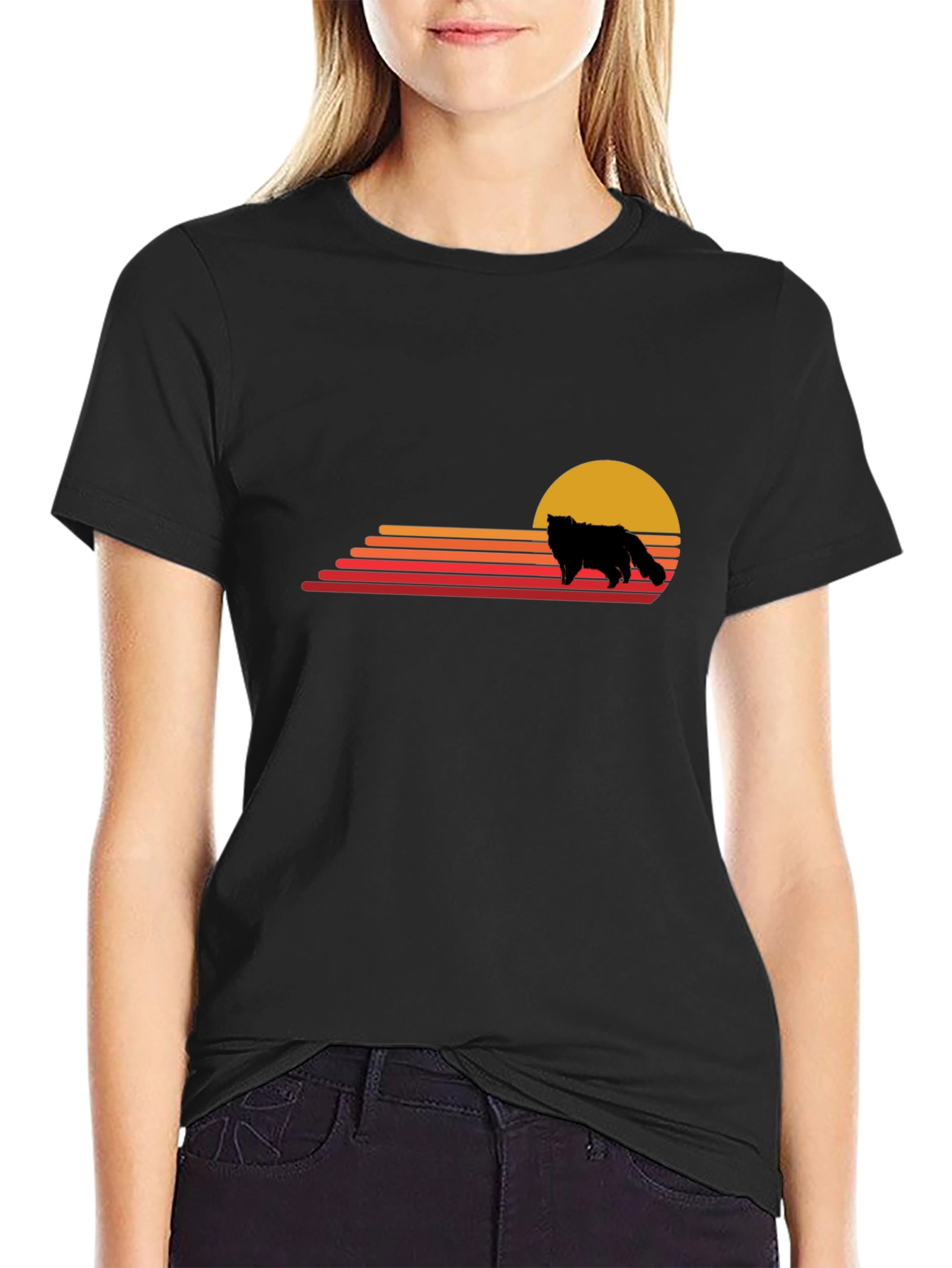 Retro Sunset Wolf Graphic Tee