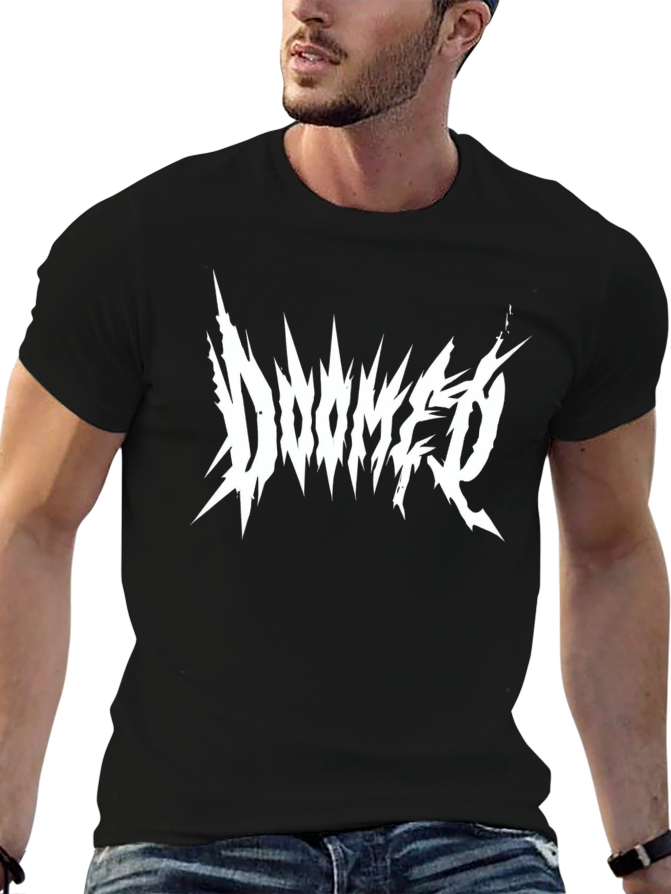 Doomed Black T-Shirt - Graphic Print Metal Band Style