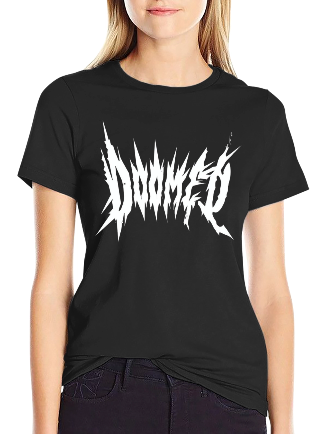 Doomed Black T-Shirt - Graphic Print Metal Band Style