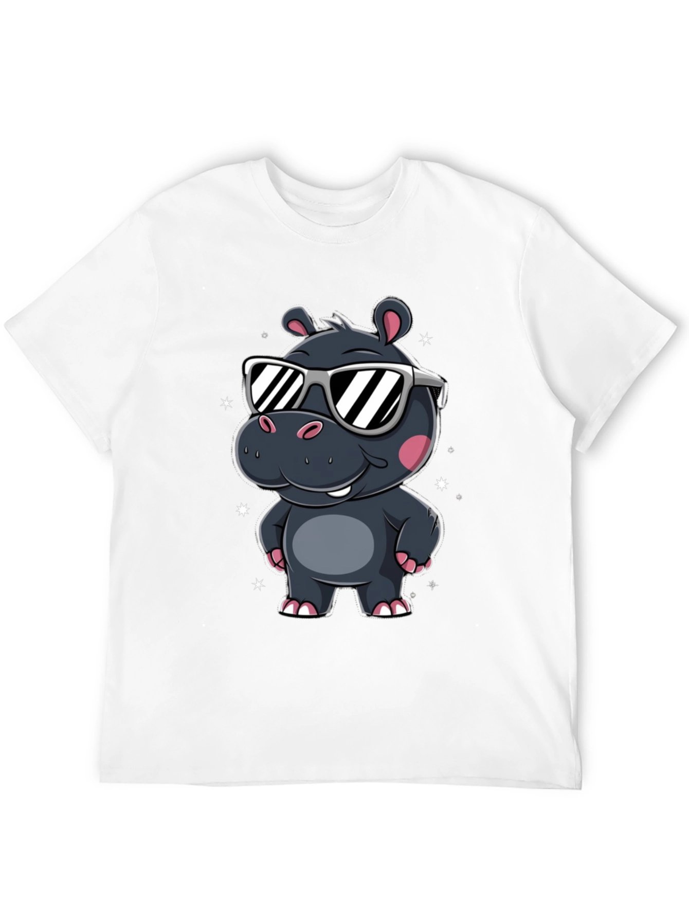 Cool Hippo T-Shirt - Black Cotton Graphic Tee