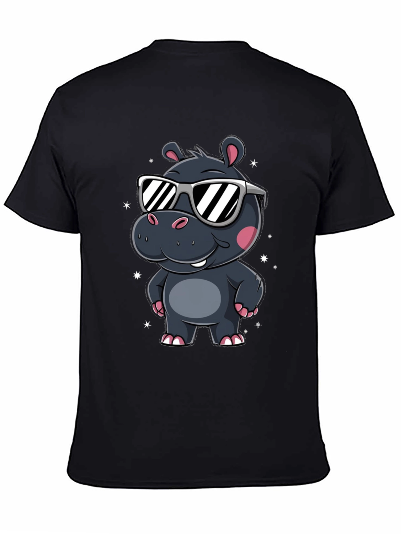 Cool Hippo T-Shirt - Black Cotton Graphic Tee