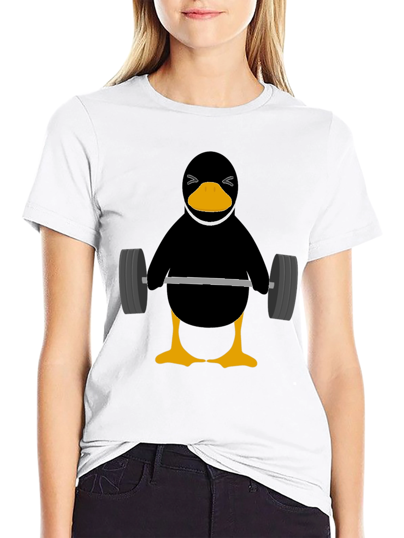 Penguin Lifting Weights Graphic Tee - Black