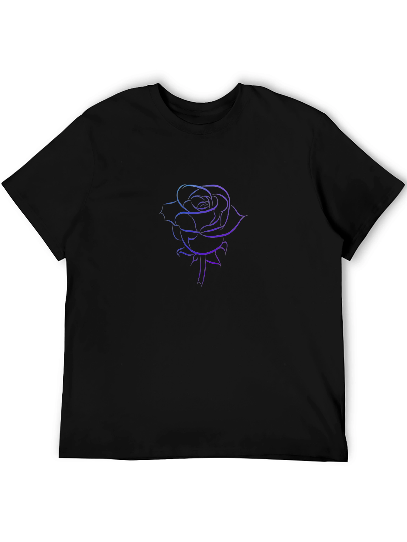 Rose Outline Graphic Tee - Sleek Black T-Shirt