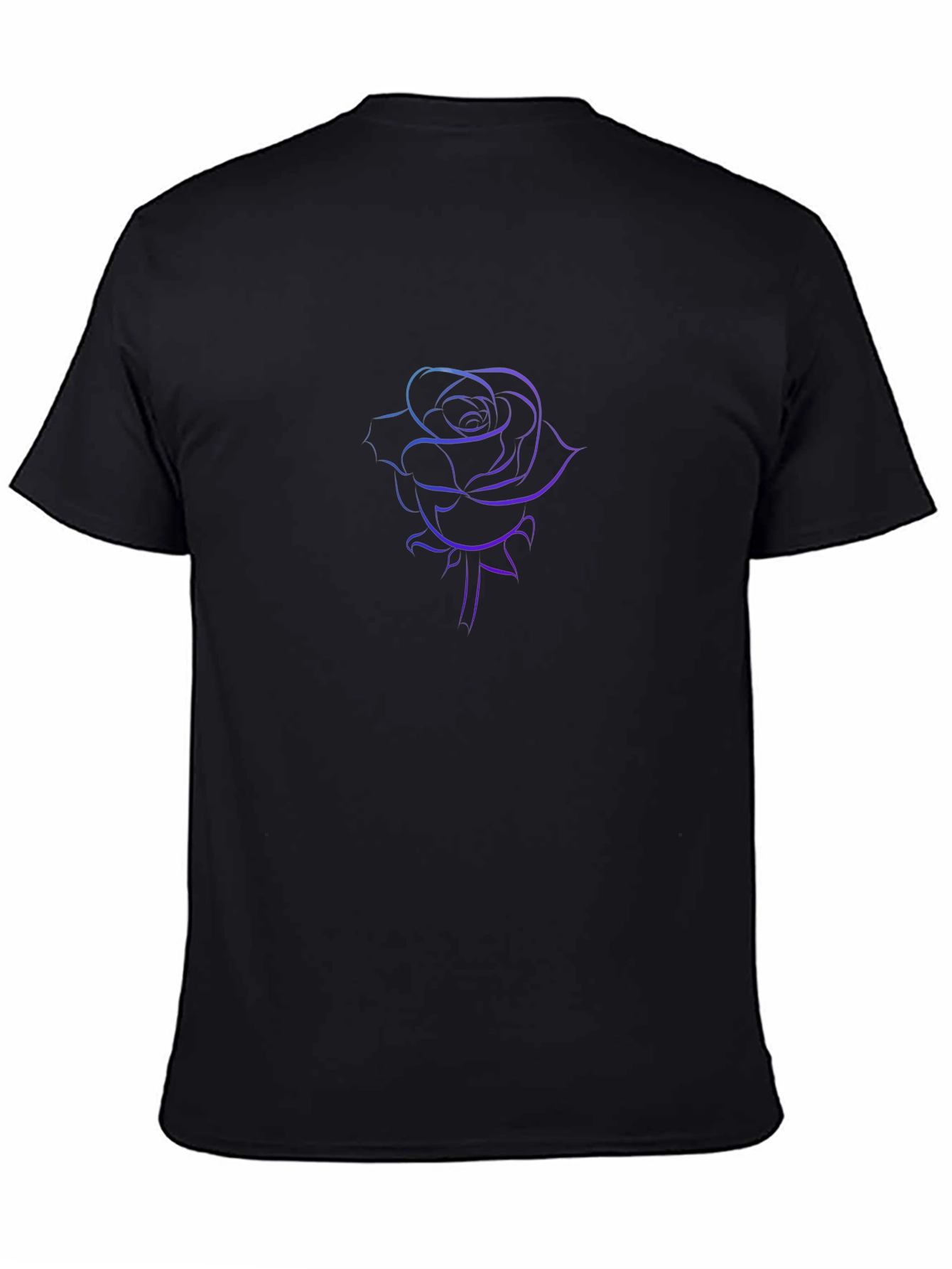 Rose Outline Graphic Tee - Sleek Black T-Shirt