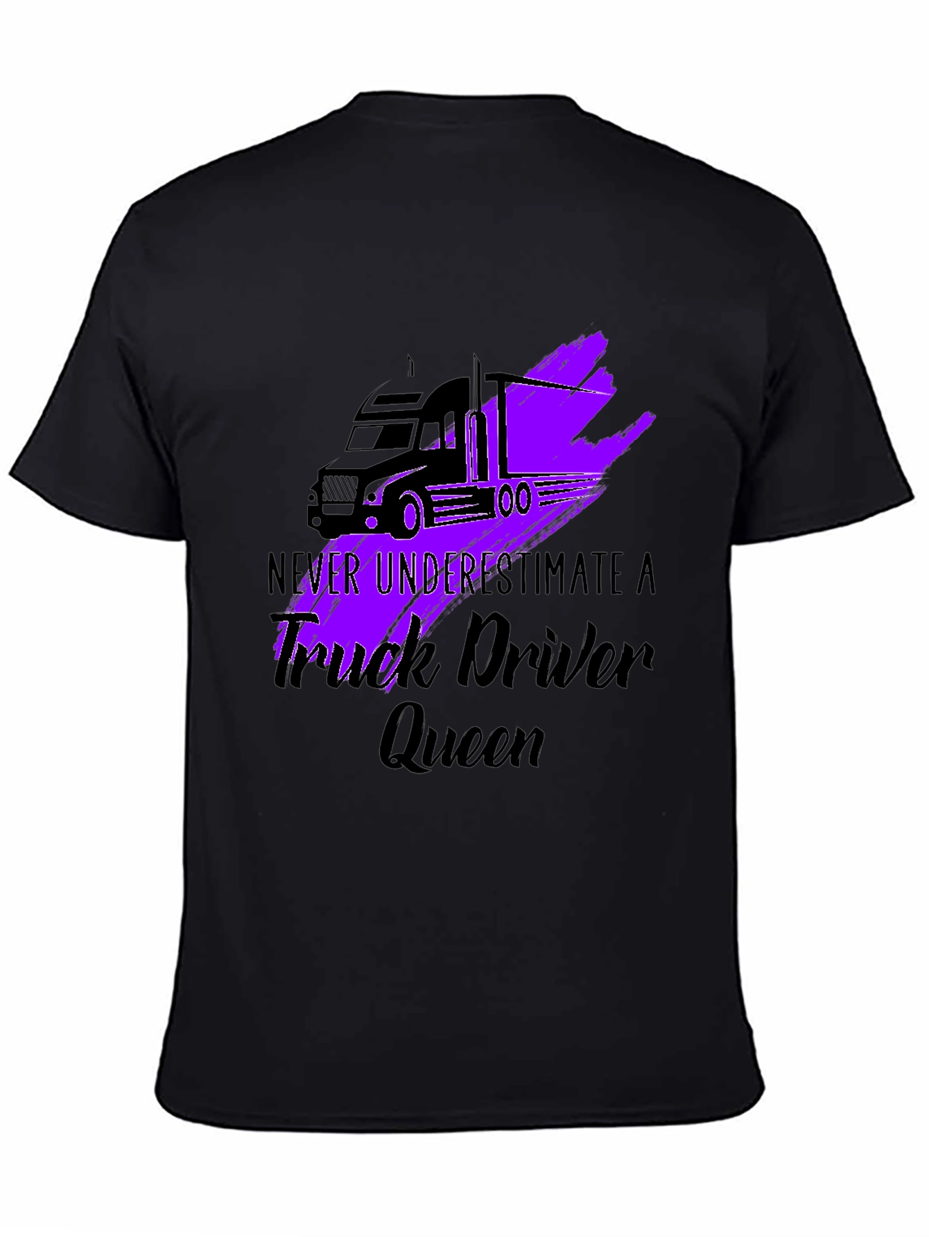 Truck Driver Queen Graphic T-Shirt - Black