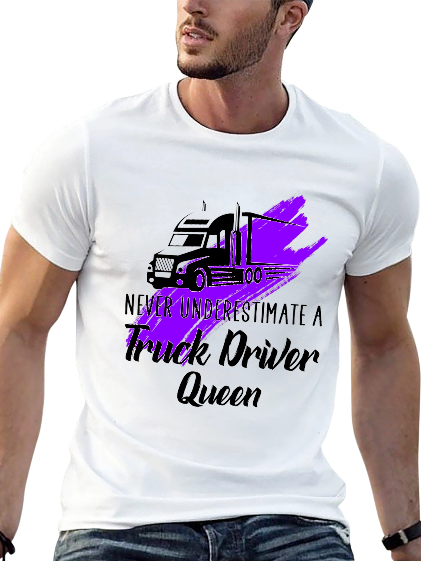 Truck Driver Queen Graphic T-Shirt - Black