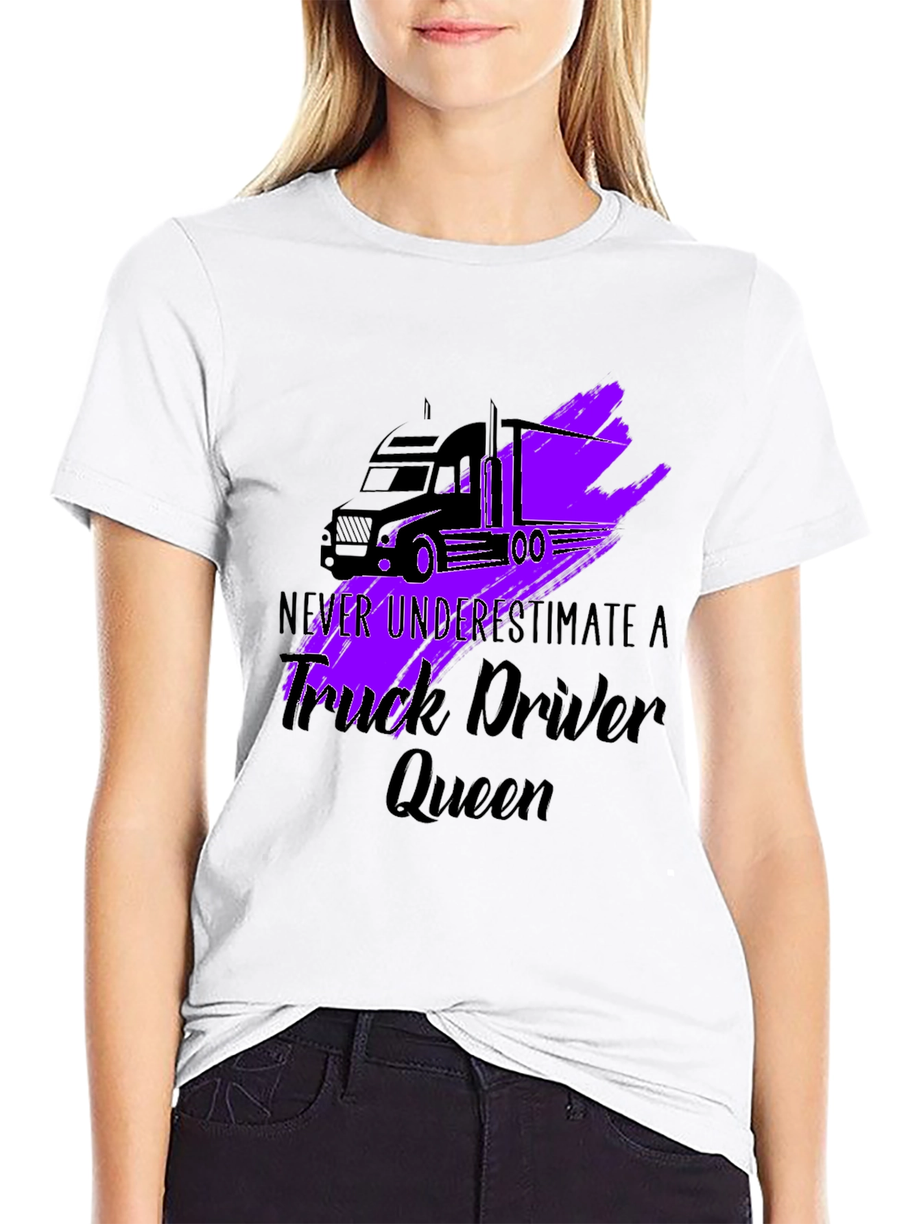 Truck Driver Queen Graphic T-Shirt - Black