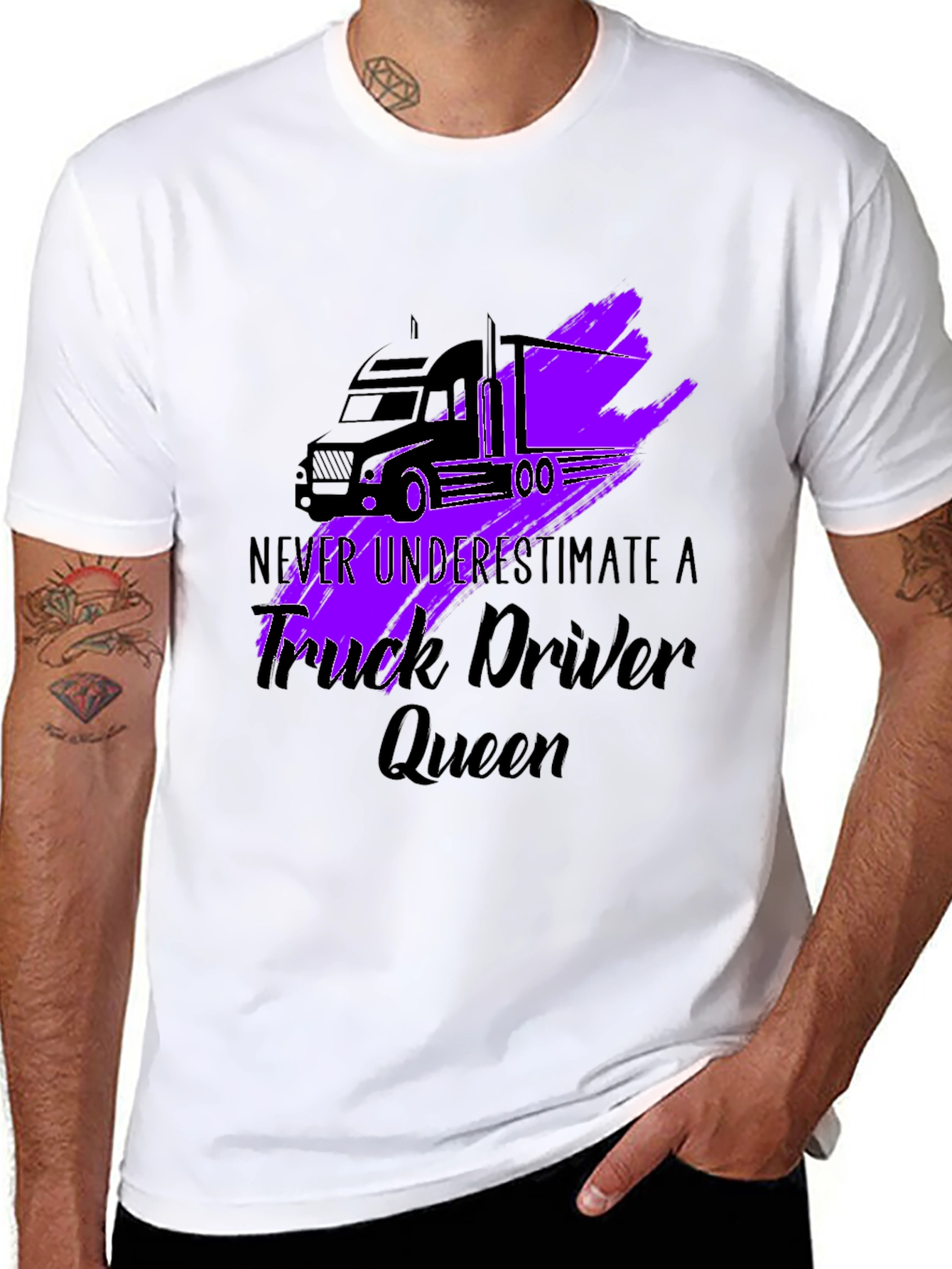 Truck Driver Queen Graphic T-Shirt - Black
