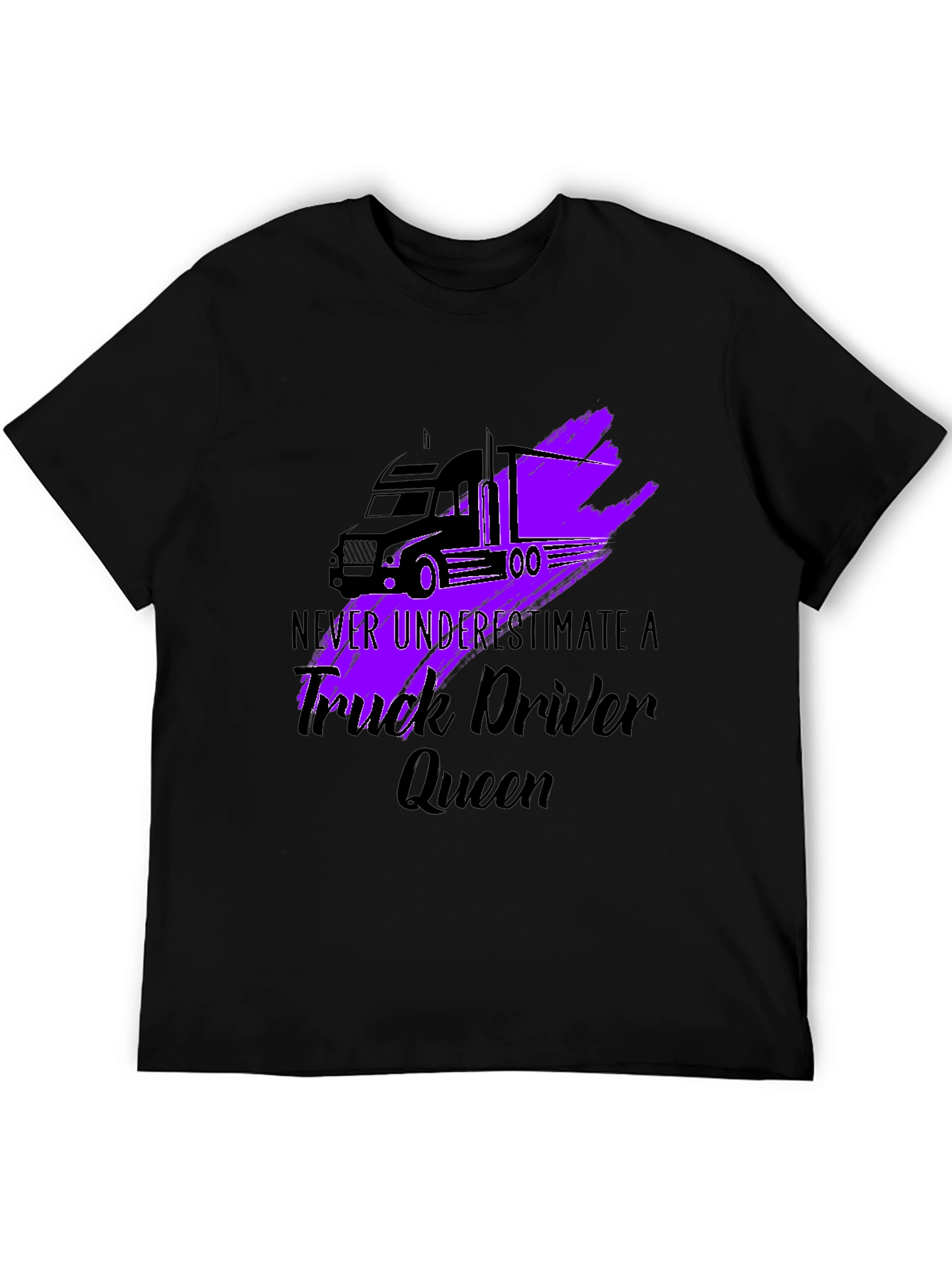 Truck Driver Queen Graphic T-Shirt - Black