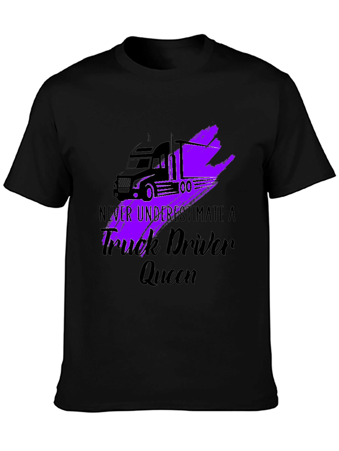 Truck Driver Queen Graphic T-Shirt - Black