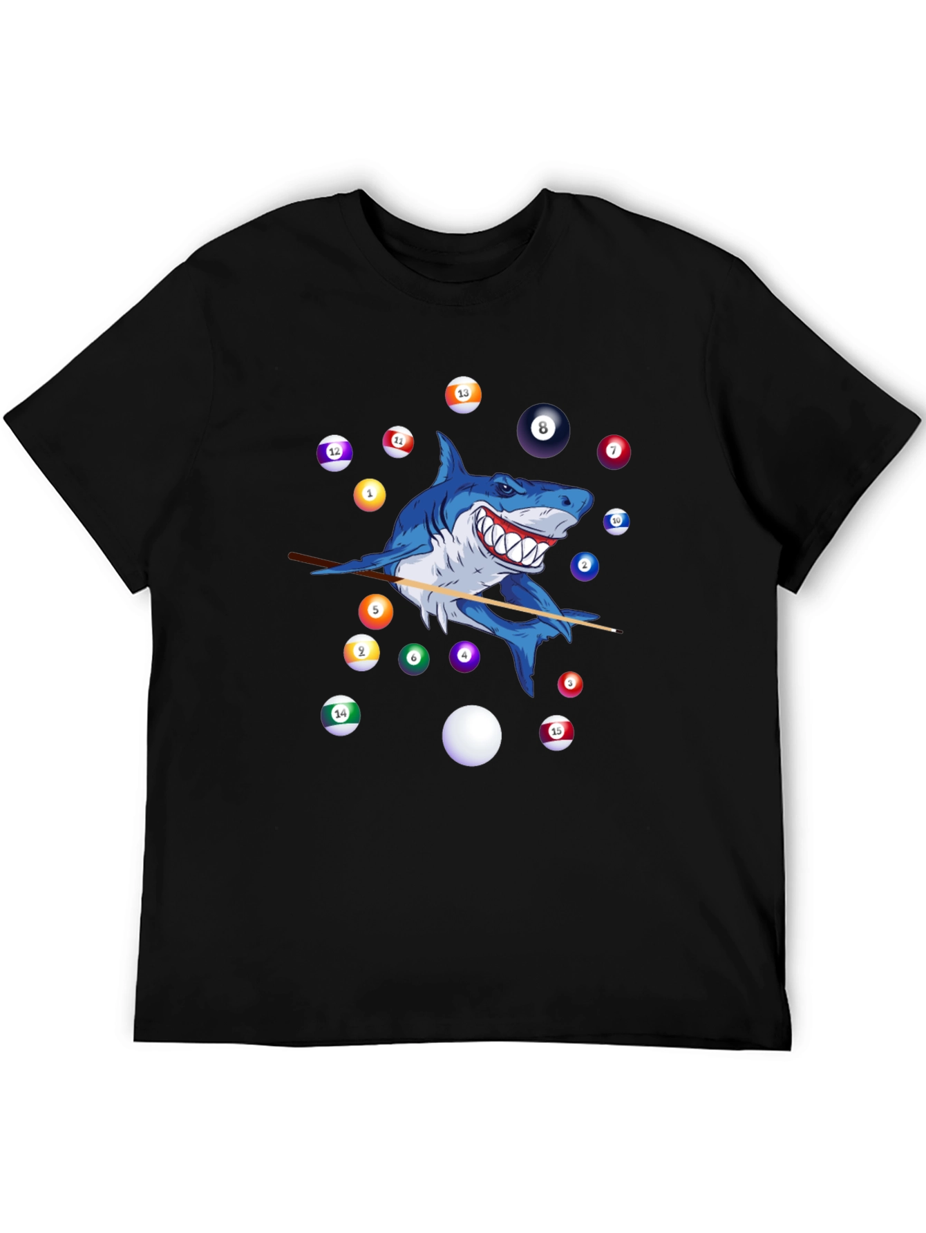 Shark Playing Pool Graphic T-Shirt