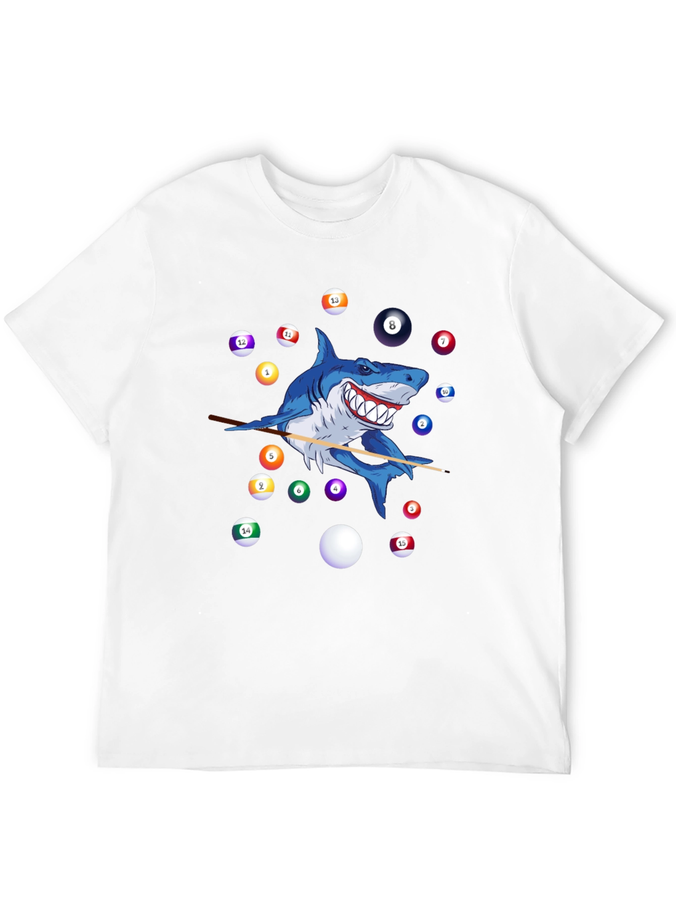 Shark Playing Pool Graphic T-Shirt