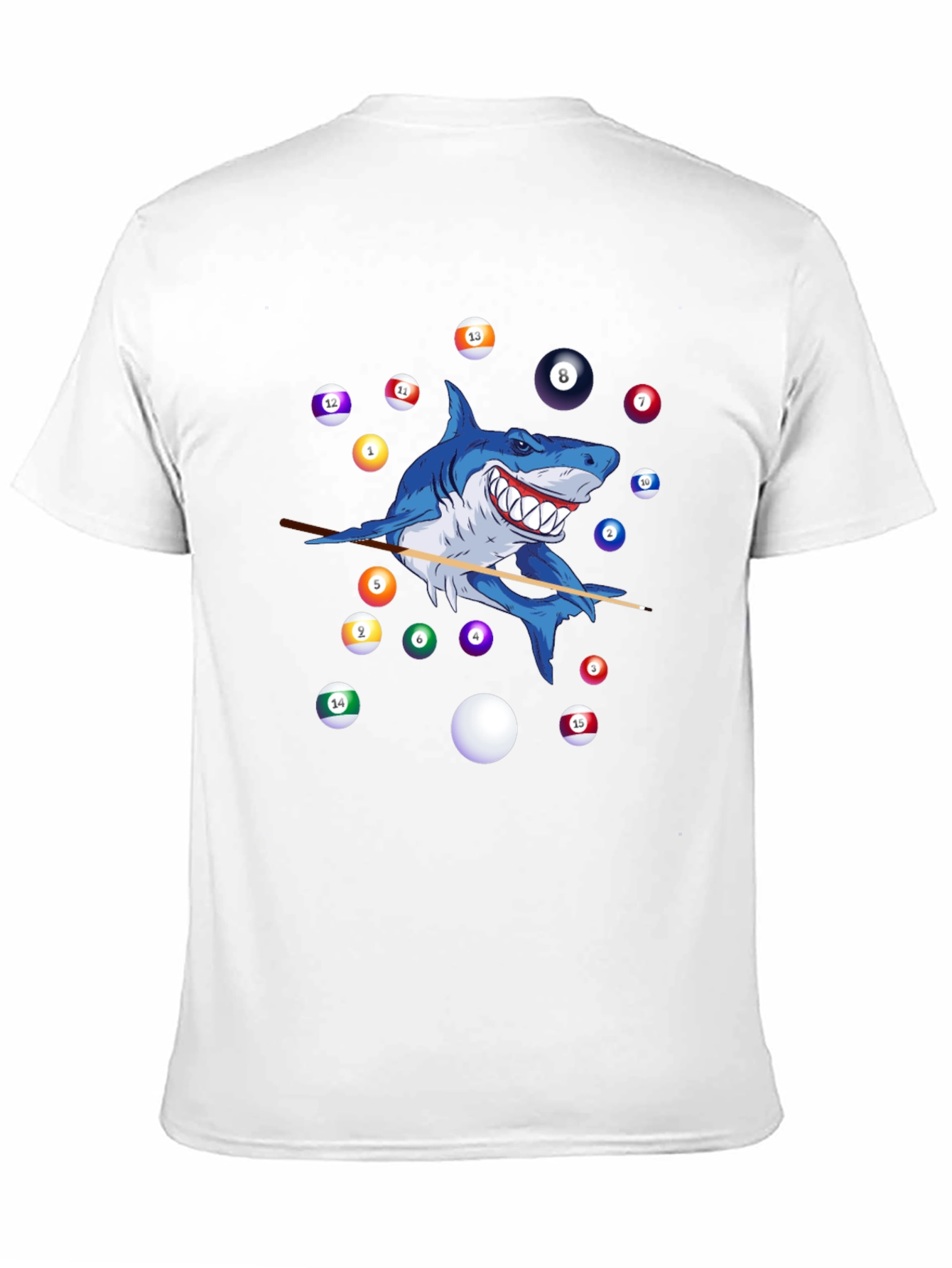 Shark Playing Pool Graphic T-Shirt