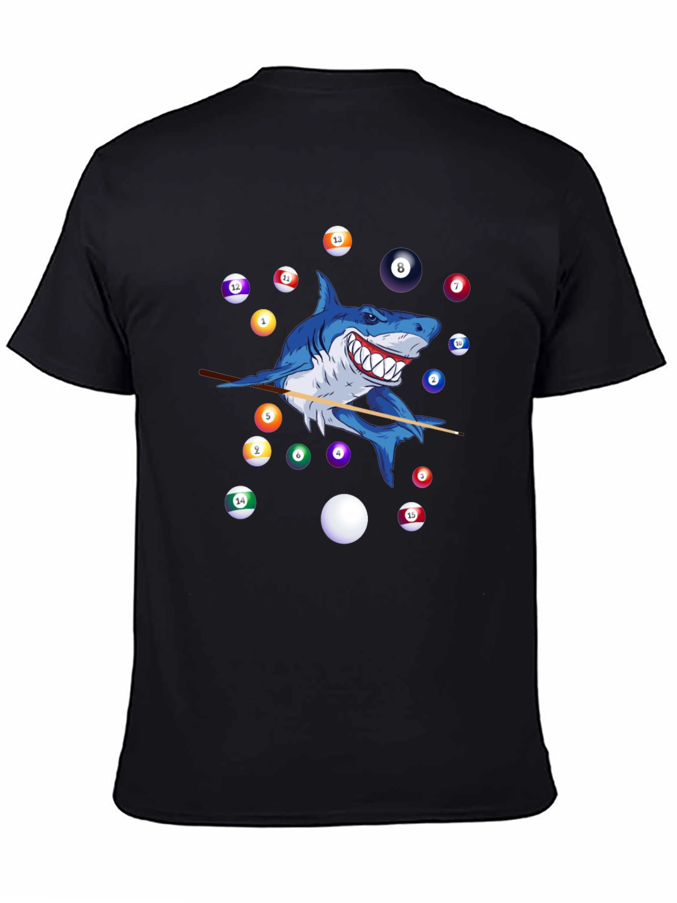 Shark Playing Pool Graphic T-Shirt