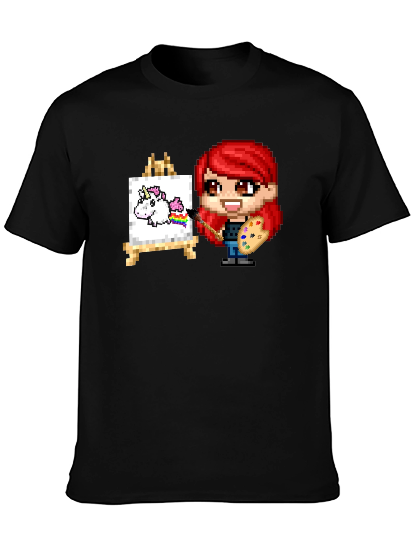 Unicorn Artist Pixel Art Graphic Tee