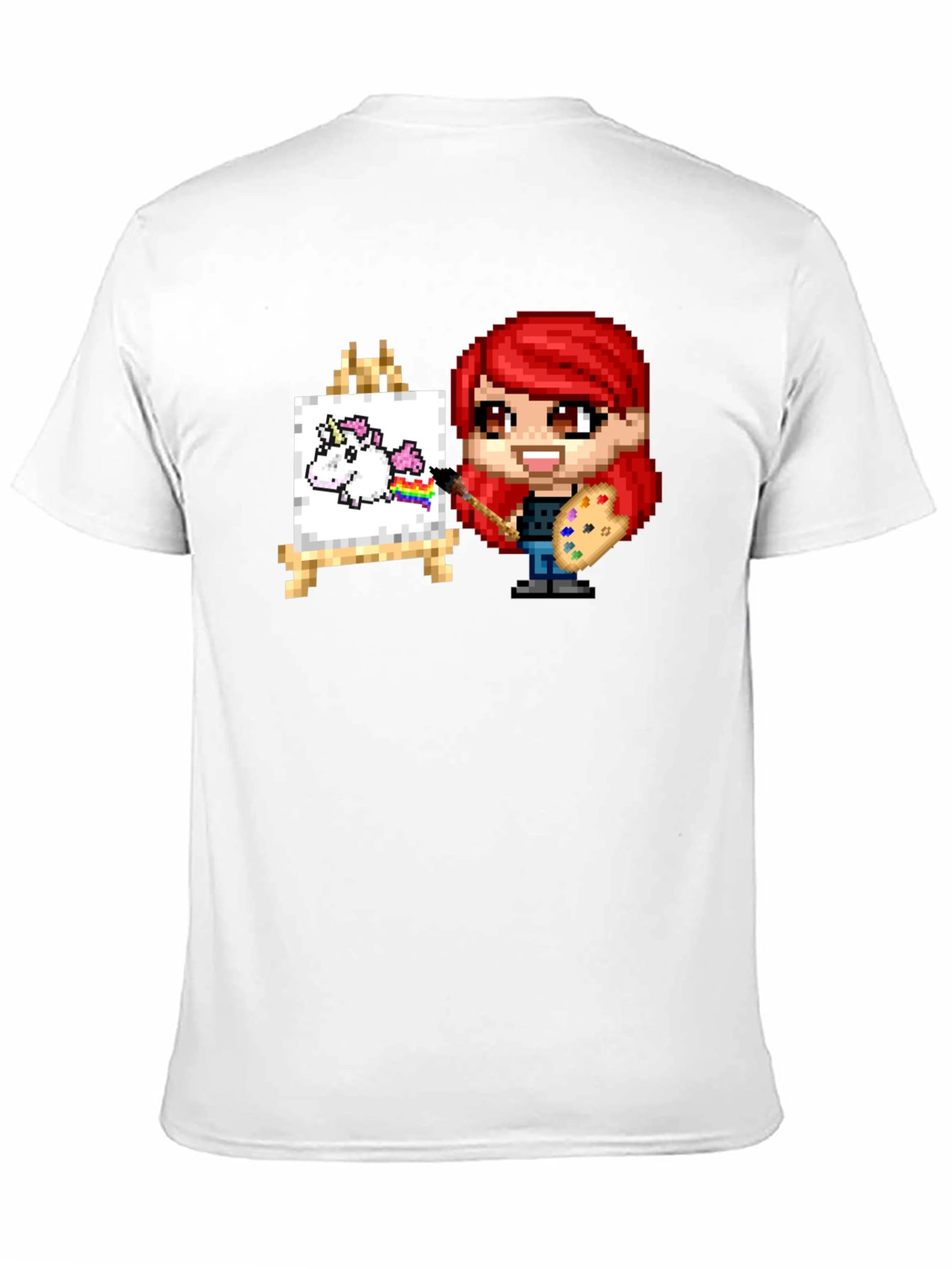 Unicorn Artist Pixel Art Graphic Tee