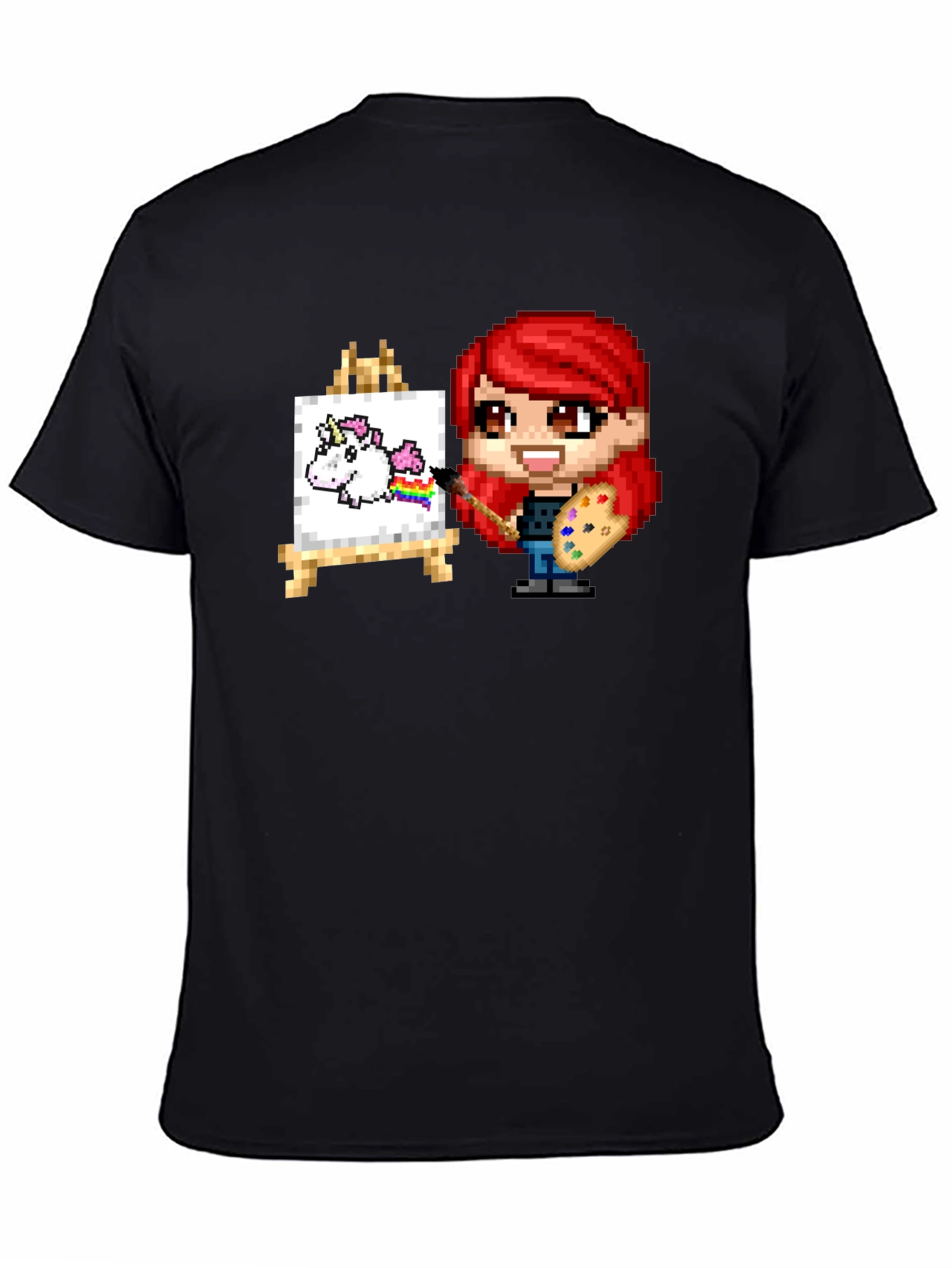 Unicorn Artist Pixel Art Graphic Tee