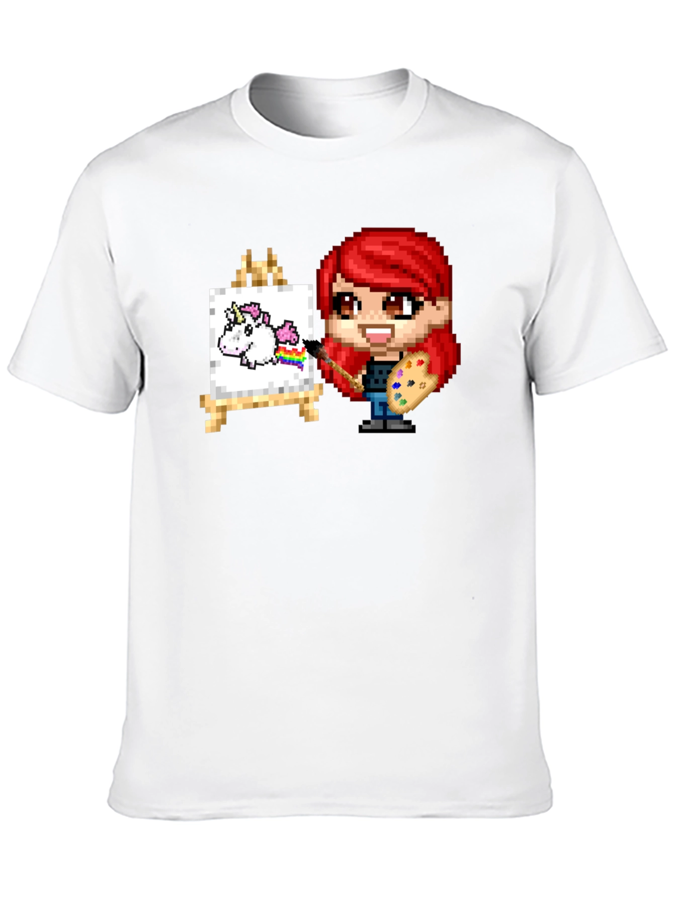 Unicorn Artist Pixel Art Graphic Tee