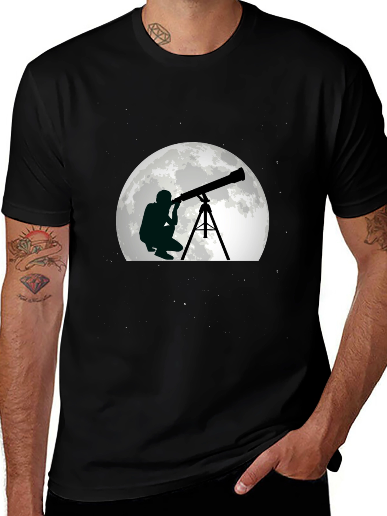 Telescope Moon Graphic Tee - Stargazer Shirt