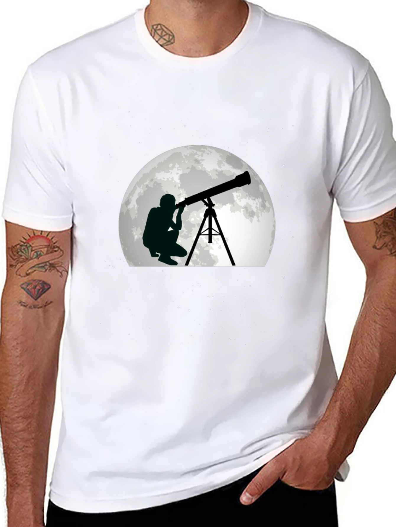 Telescope Moon Graphic Tee - Stargazer Shirt