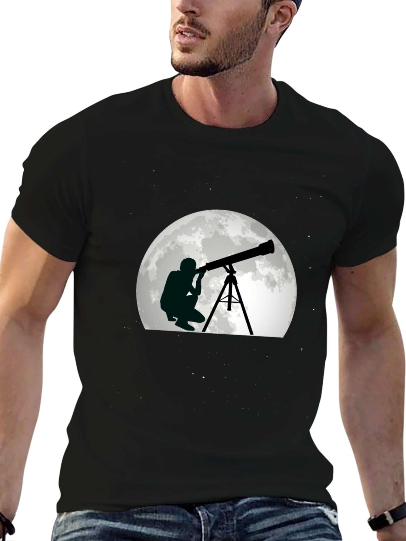 Telescope Moon Graphic Tee - Stargazer Shirt