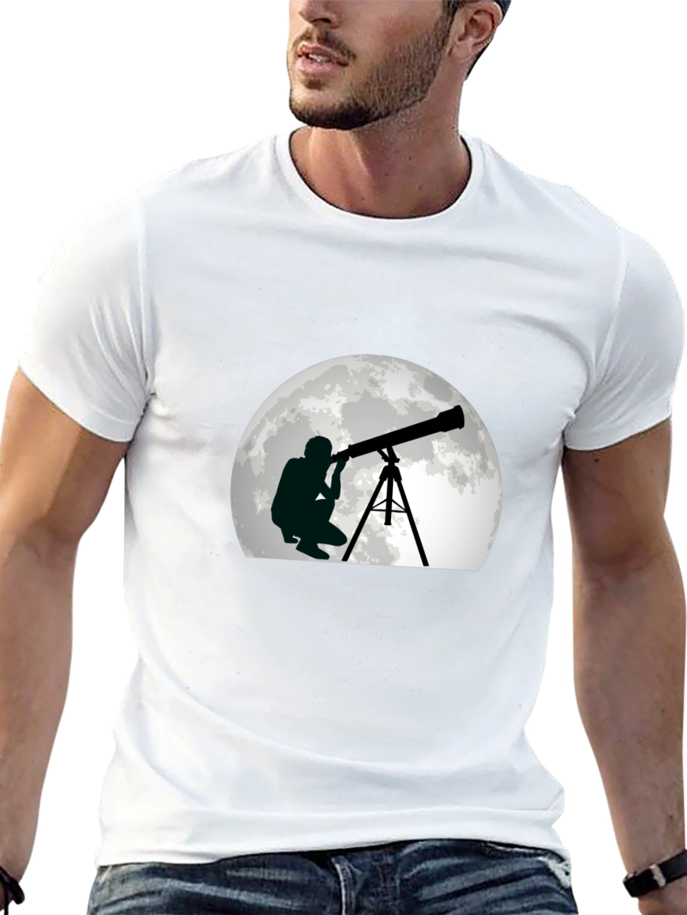Telescope Moon Graphic Tee - Stargazer Shirt