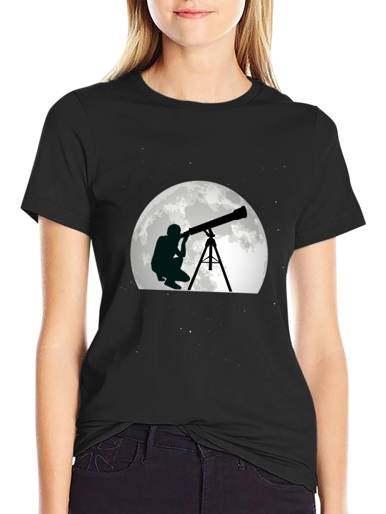 Telescope Moon Graphic Tee - Stargazer Shirt