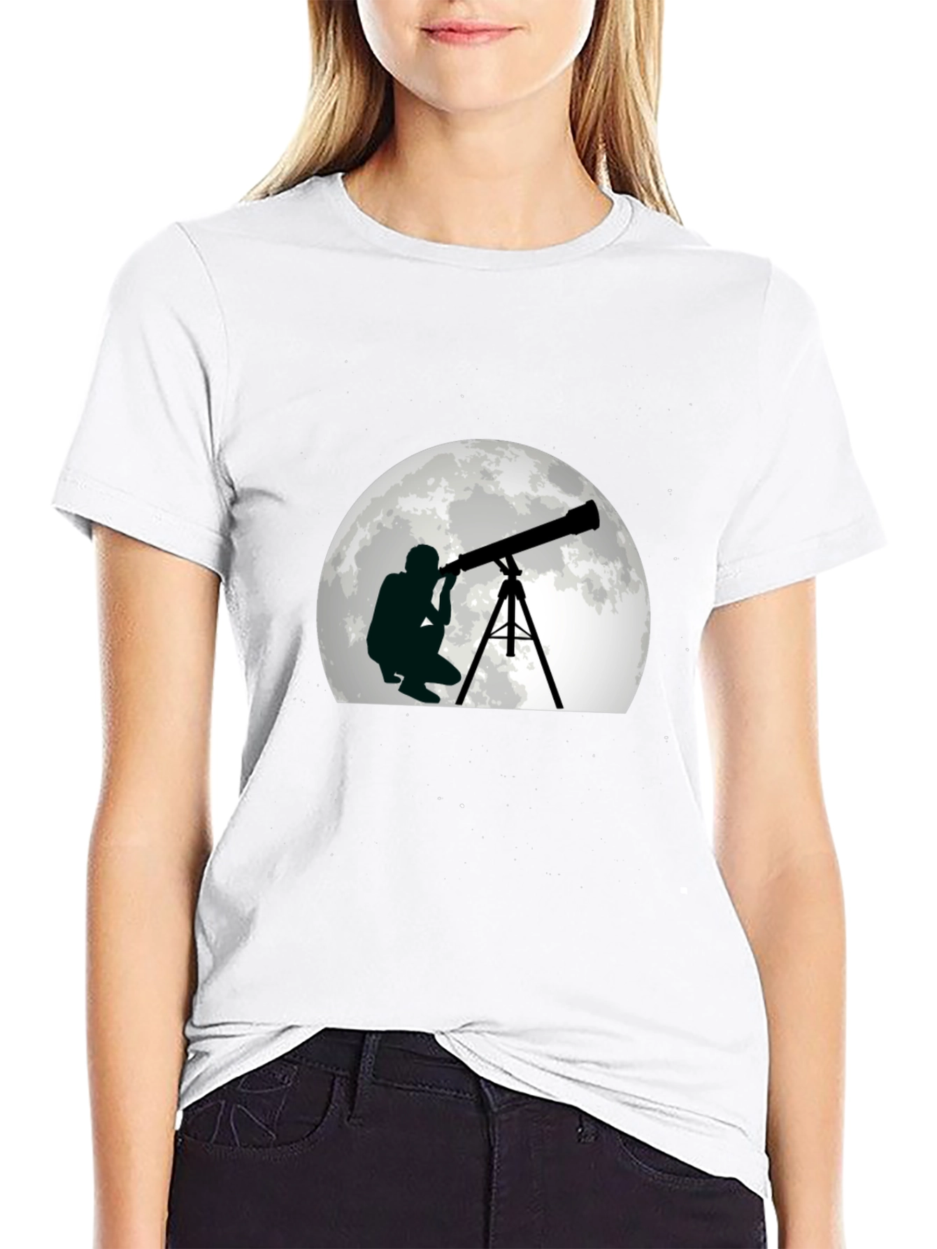 Telescope Moon Graphic Tee - Stargazer Shirt