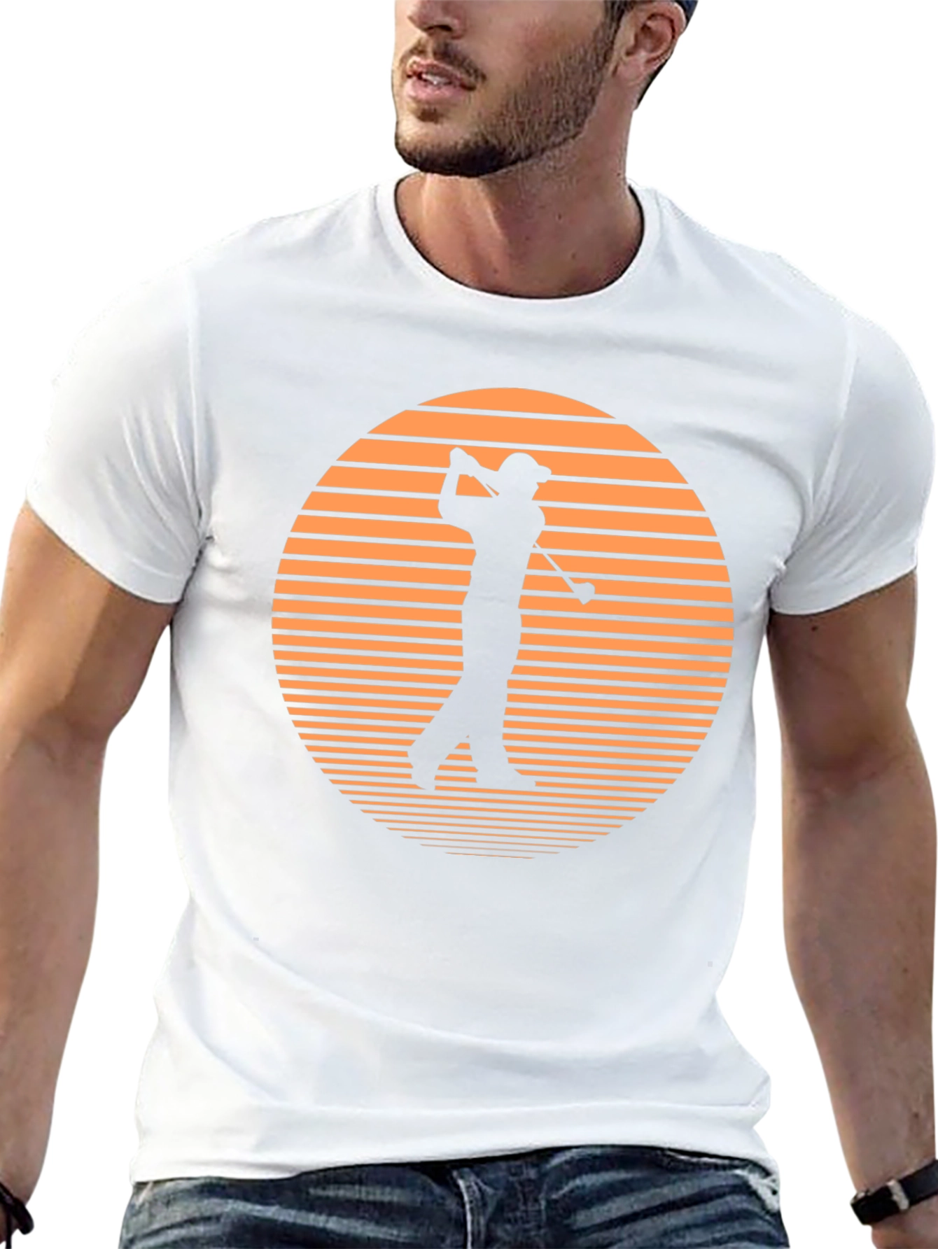Golf Sunset Graphic Tee - Black Cotton T-Shirt