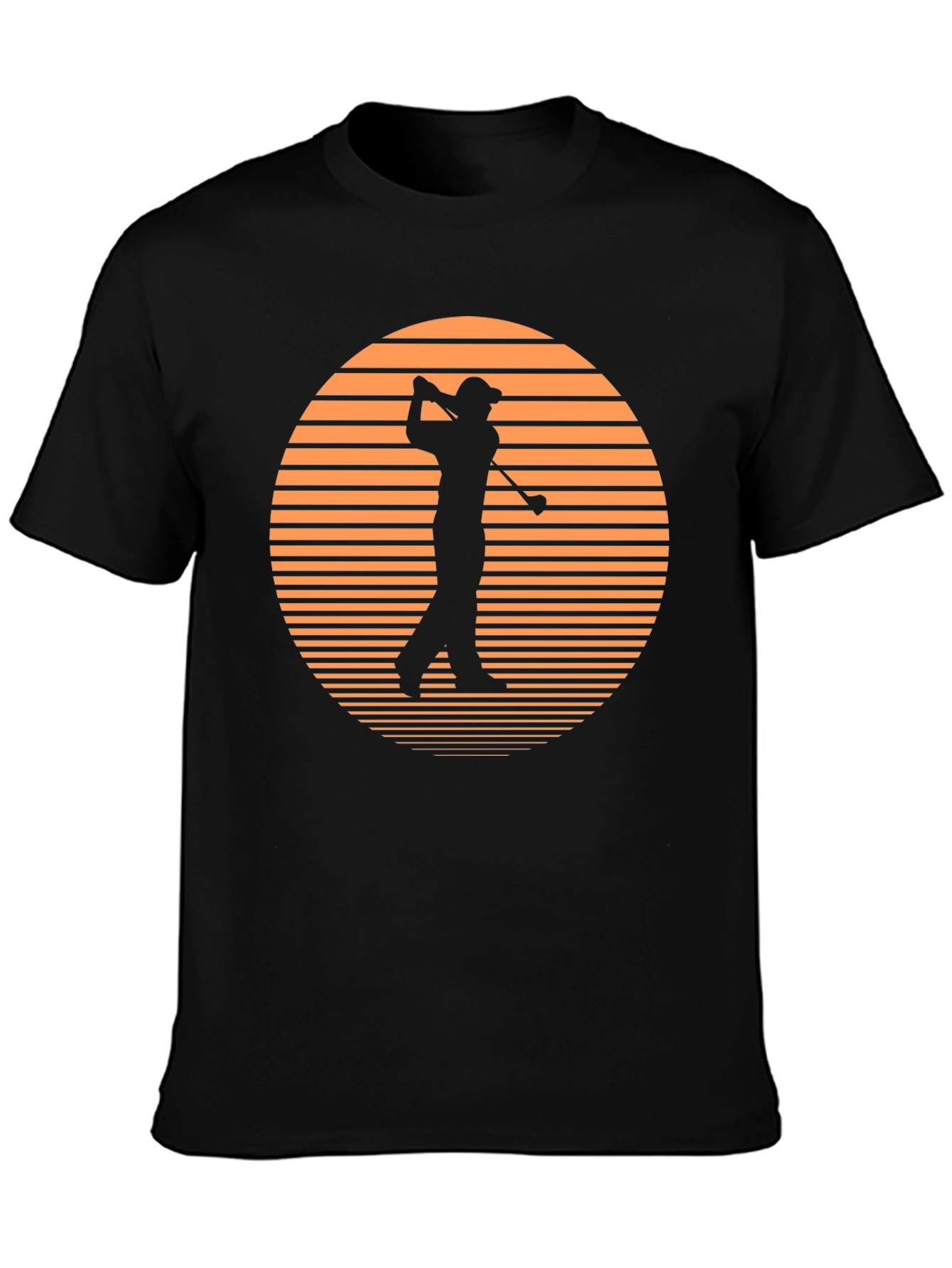Golf Sunset Graphic Tee - Black Cotton T-Shirt