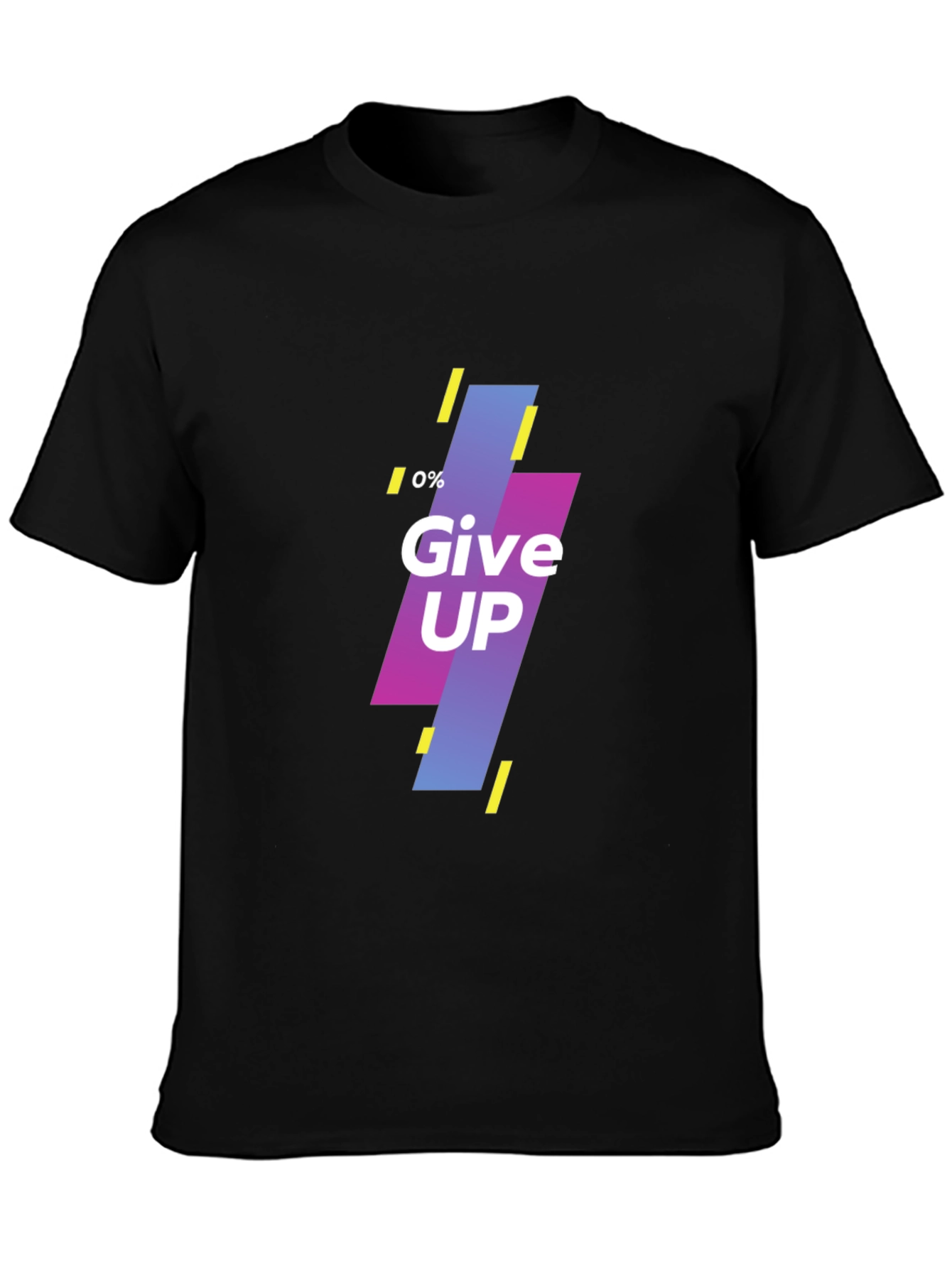 Motivational Never Give Up Black T-Shirt