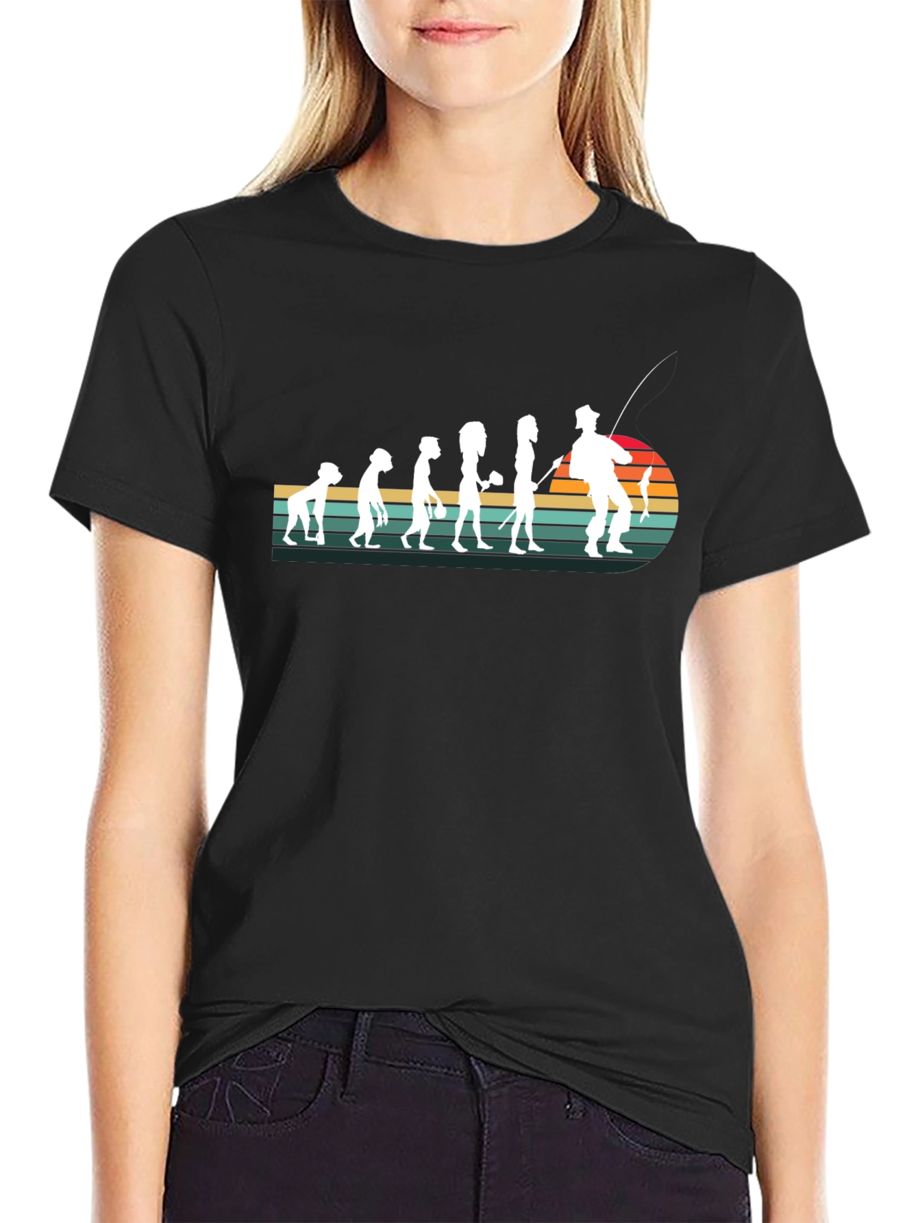 Evolution of Fishing T-Shirt - Black