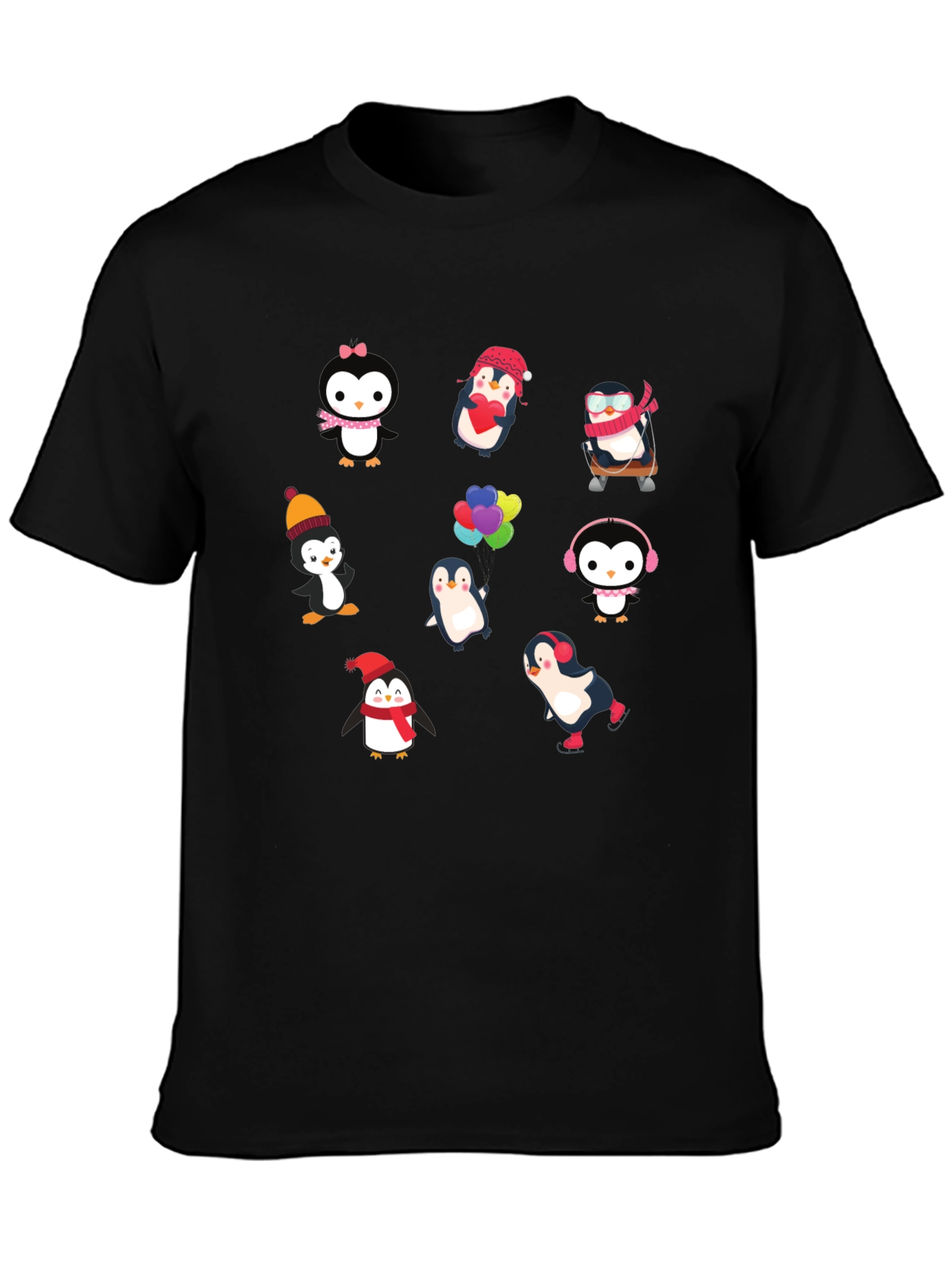 Penguin Print Black T-Shirt