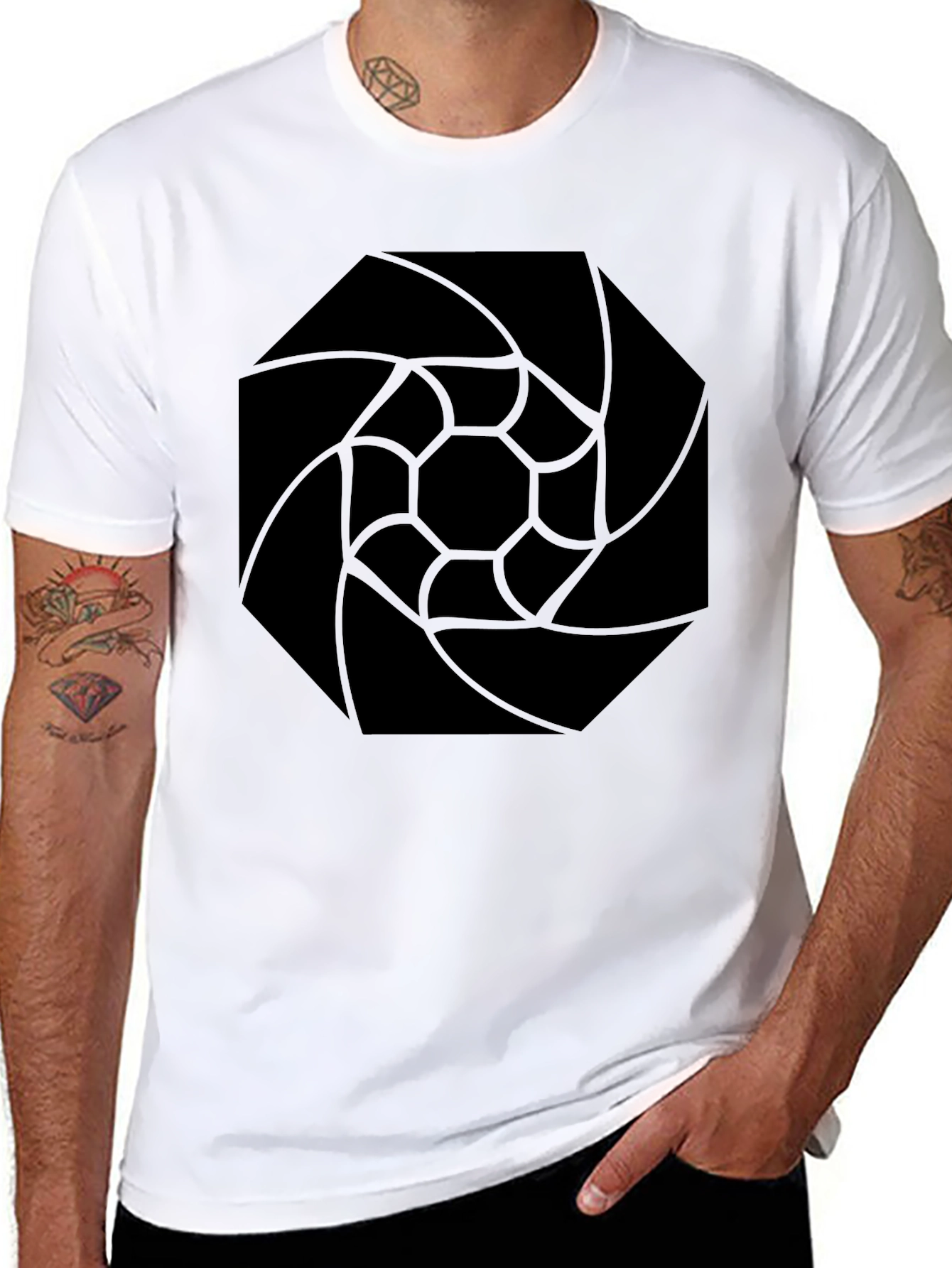 Abstract Geometric Black Graphic Tee