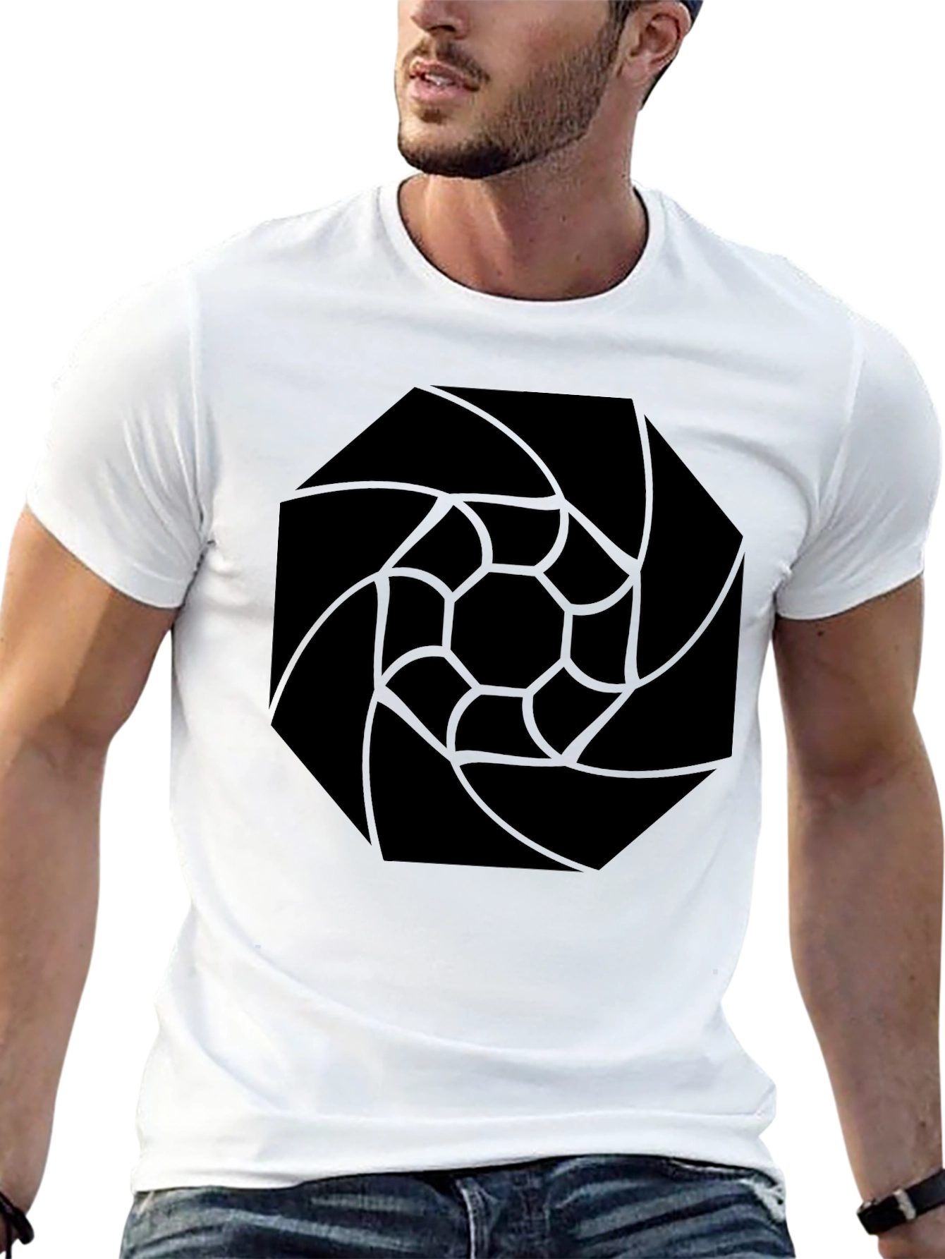 Abstract Geometric Black Graphic Tee