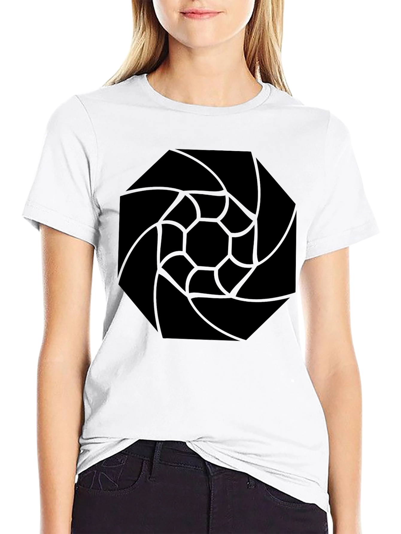 Abstract Geometric Black Graphic Tee